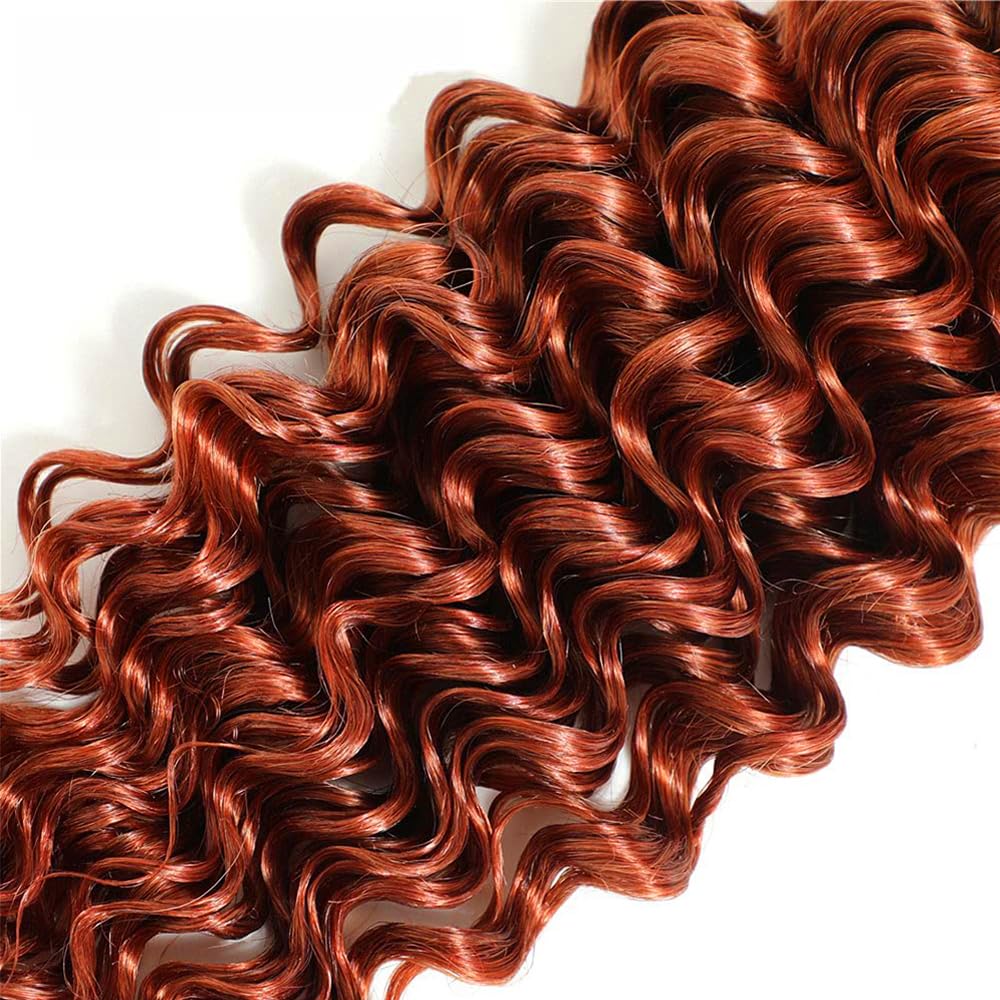 #33 Brown Bundles Human Hair Deep Wave Bundles 28 30 32 Inch Light Brown Unprocessed Brazilian Virgin Hair 3 Bundles Deals Quick Weave Hair Extensions 50 Gram Per Bundle