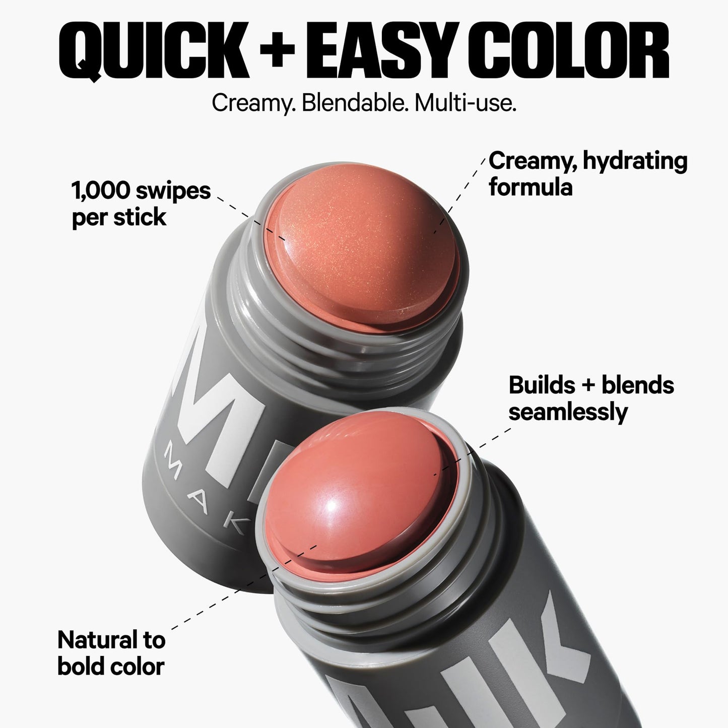 Milk Makeup Lip + Cheek Stick – Buildable Cream Blush + Lip Color w/Hydrating Mango Butter + Avocado Oil for a Natural Flush – Long-Lasting, Multiuse, Vegan Formula – Werk (Dusty Rose), 0.21 oz
