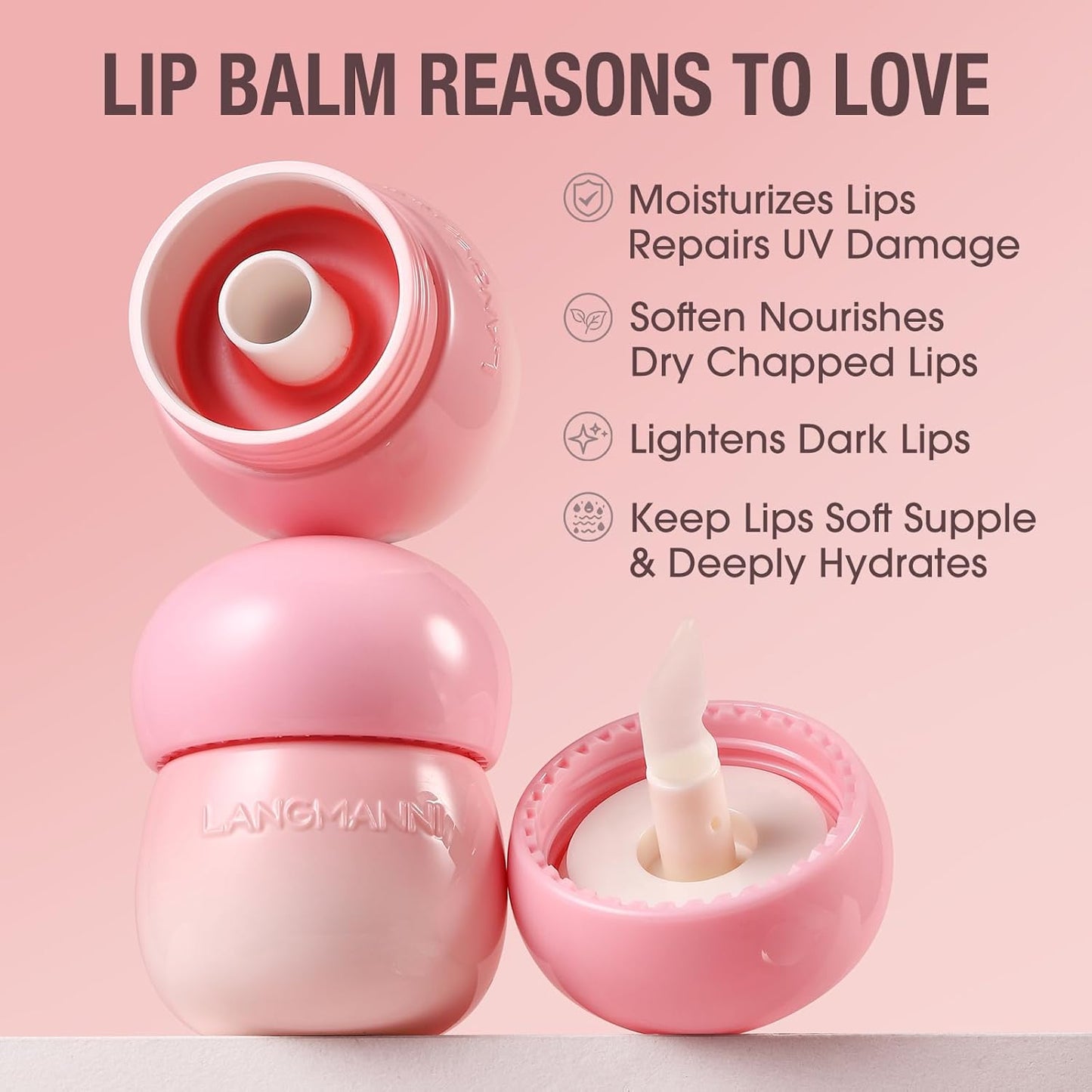 LANGMANNI Pudding Glow Lip Balm - Hydrating Tinted Lip Gloss for Nourished, Glowing Lips | 0.28 Oz