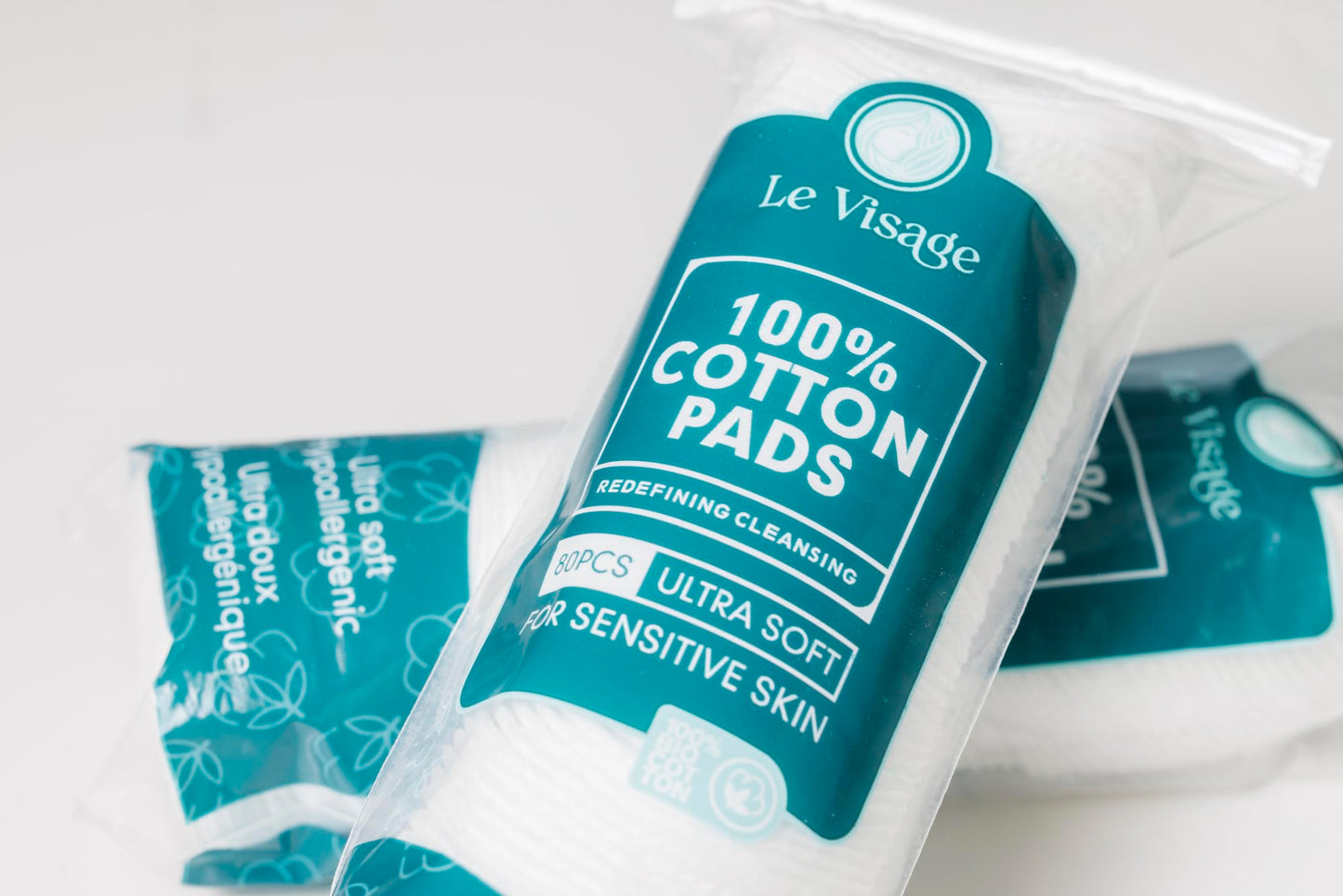 Le Visage Switzerland Ultra-Soft Cotton Pads - 100% Cotton, Hypoallergenic for Sensitive Skin, 80 Pieces - Premium Cotton Balls and Cotton Rounds for Face Care