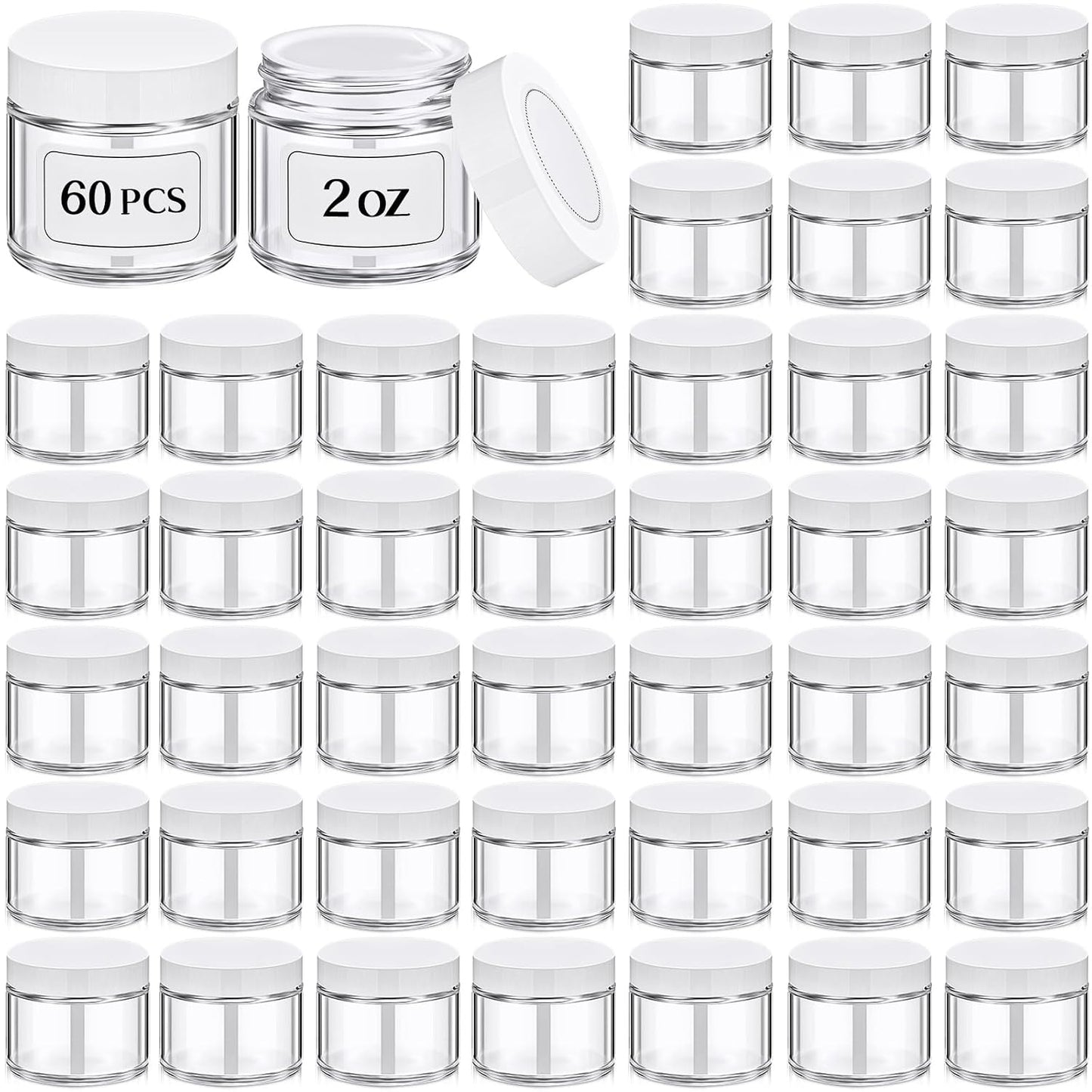 Layhit 60pcs 2 oz Glass Jars - Small Travel Storage Containers for Lotions & Creams | Amber with Black Lids