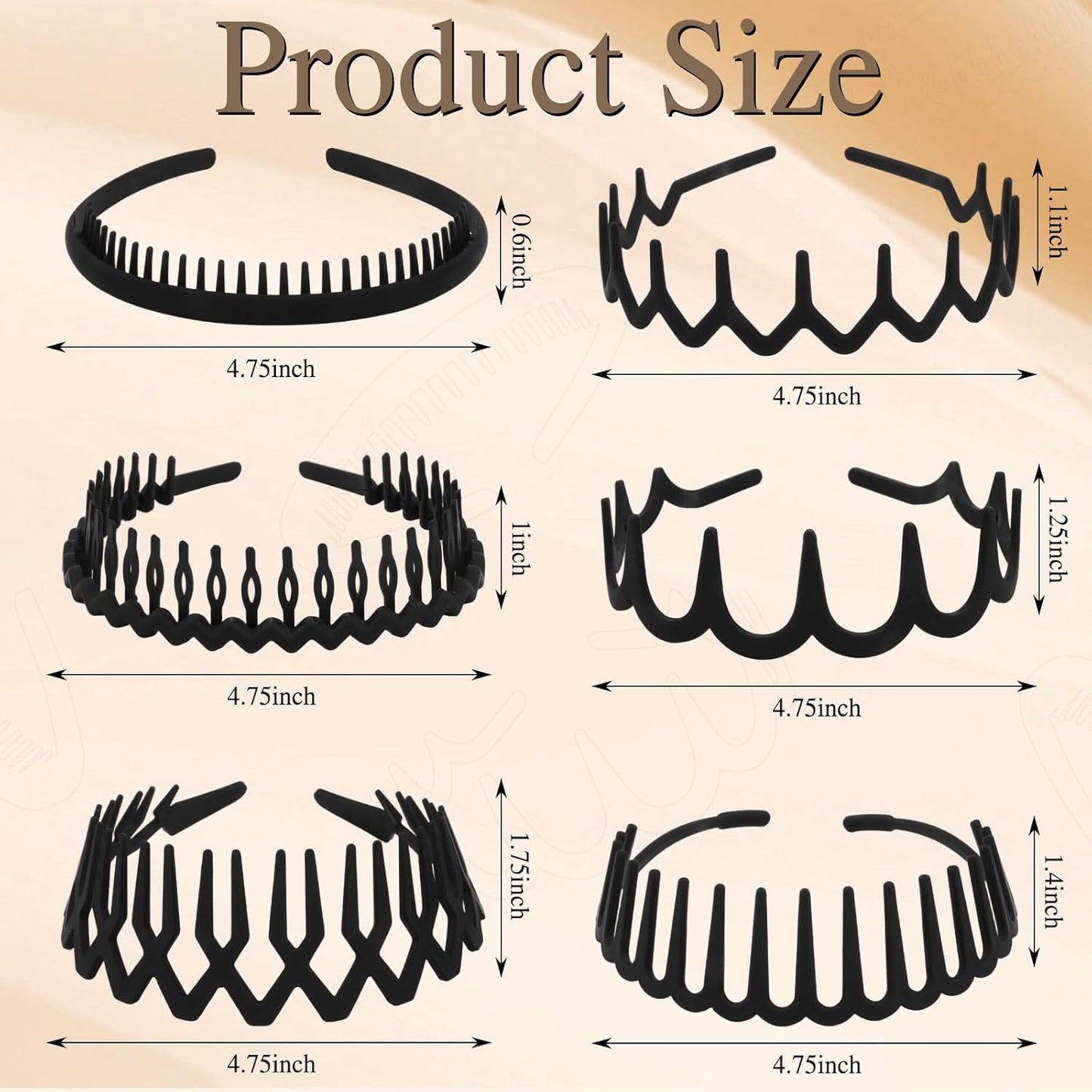 Zigzag Headbands for Women - 12Pcs Non-Slip Plastic Hair Accessories | 6 Stylish Designs
