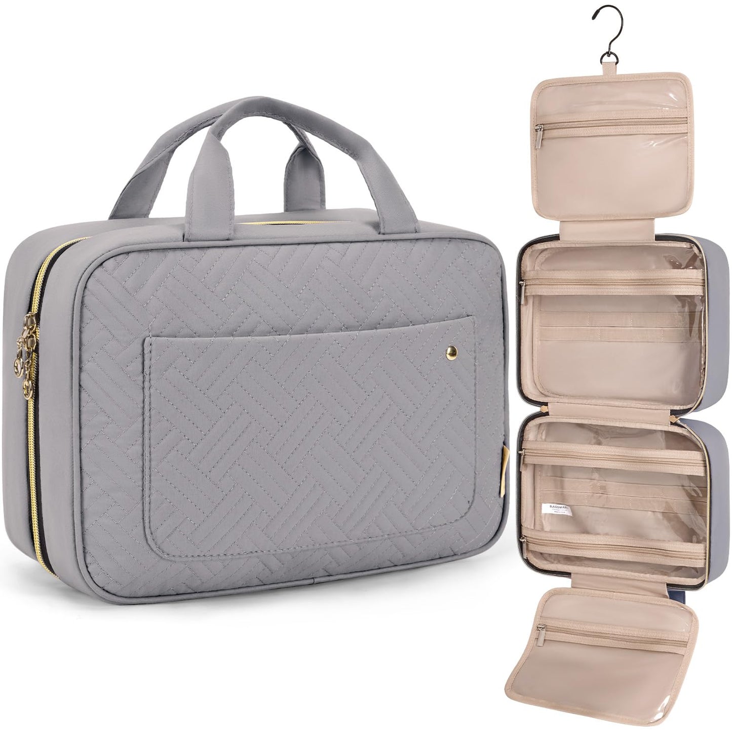 Toiletry Bag | Water-Resistant Travel Organizer with Hanging Hook - Medium Baby Pink