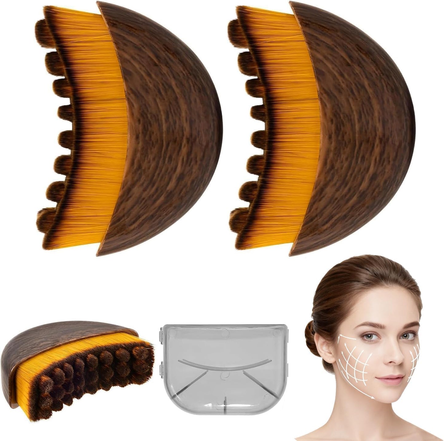 Lymphatic Contour Face Brush Set - Ergonomic Dry Brushing Massager for Jawline Sculpting | 2pcs