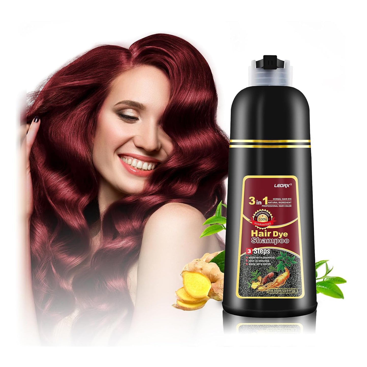 Chestnut Brown Hair Dye Shampoo | 3-in-1 Instant Herbal Color for Men & Women - Easy At-Home Application