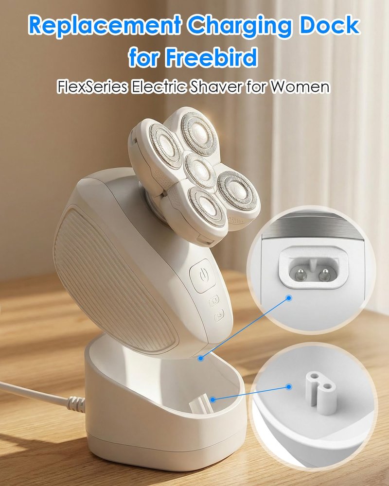 Replacement Charging Dock for Freebird FlexSeries Electric Razor for Women, Charger Base with Power Cord Compatible with Women's Freebird FlexSeries Electric Shaver