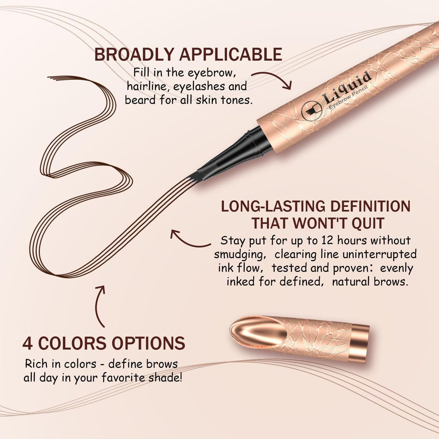 Eyebrow Pen - 4-Fork Tip Lift & Snatch Brow Pencil，Microblading Long-Lasting Waterproof Eye Brow Pen，Natural-Looking Hair-Like Brows，Easy to Use Eyebrow Pencils Makeup for Women (Black)