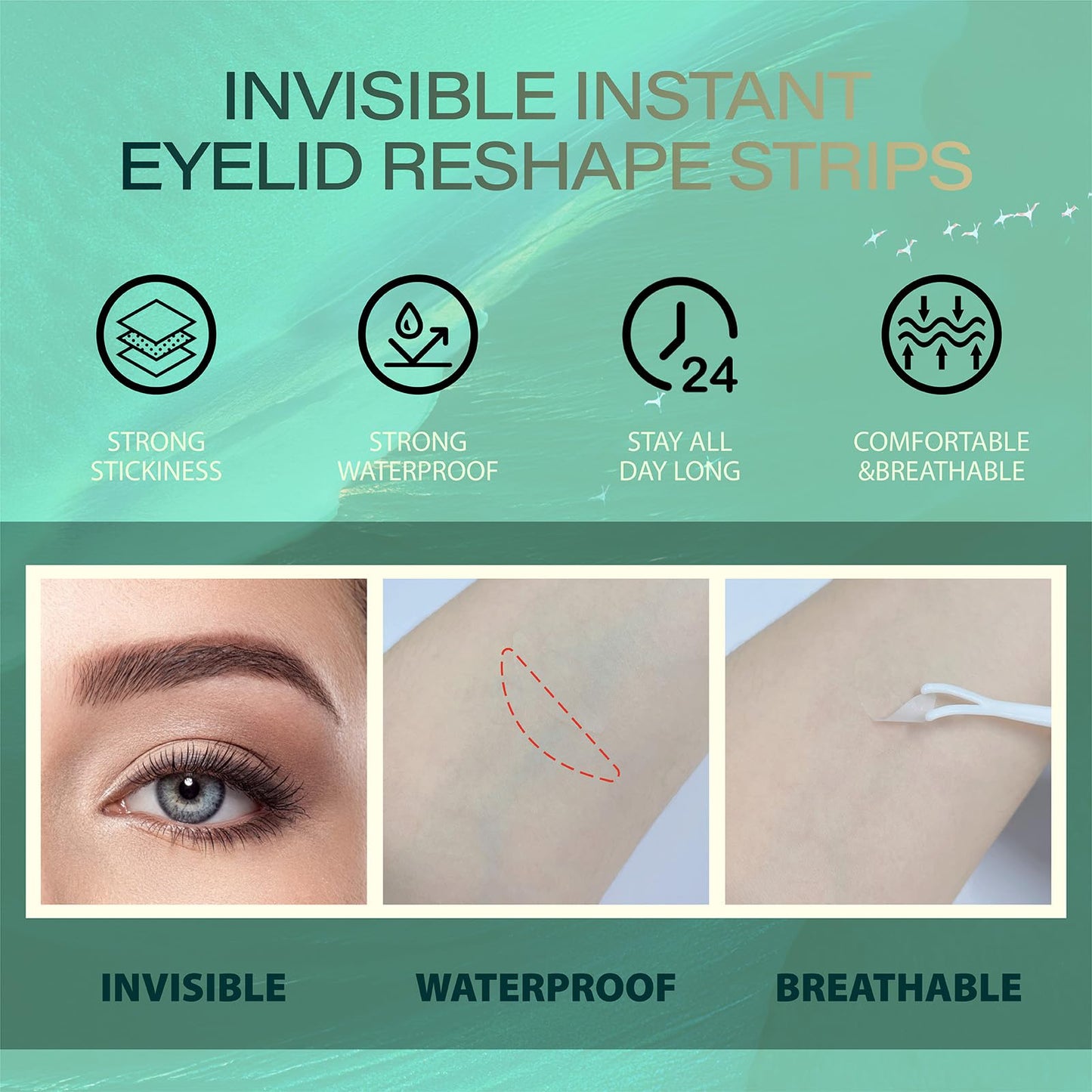 Eyelid Tape, 480Count Eyelid Lifter Strips, Eyelid Tape for Hooded Eyes Invisible, Waterproof Double Eyelid Tape, Suitable for Uneven or Monolids, Instant Eye Lift Without Surgery