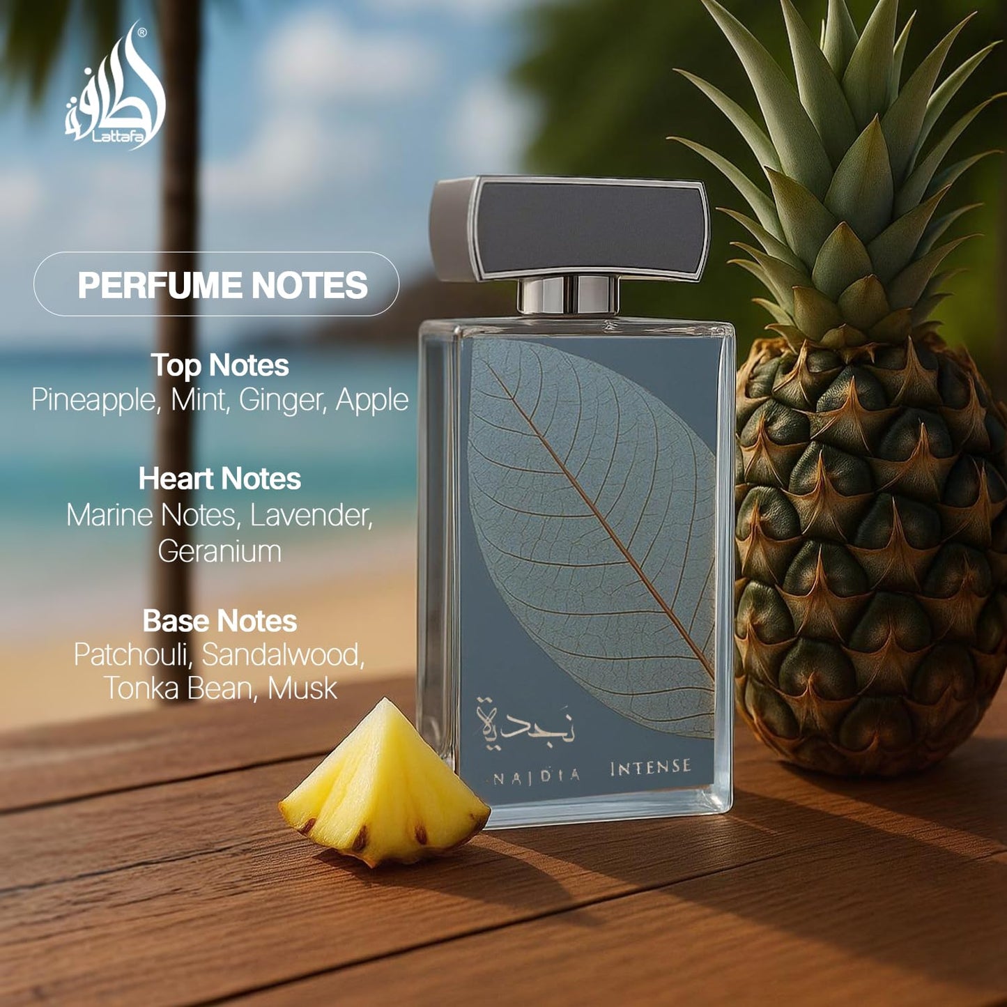 Lattafa Najdia Intense Eau de Parfum Spray for Men - Fresh Marine Woody Fragrance | 3.4 Ounce (100 ml)