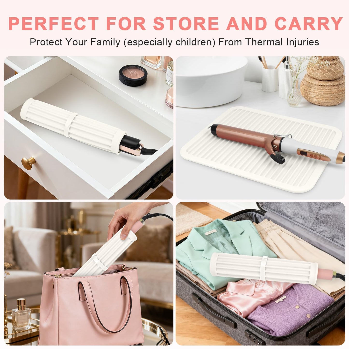 AMIJEAL Oversize Silicone Heat Resistant Mat for Hair Tools, Curling Iron Flat Iron Hair Straightener Holder Mat, Portable Hot Tools Cover Pad for Travel Vanity Salon(14.2" x 11.0")