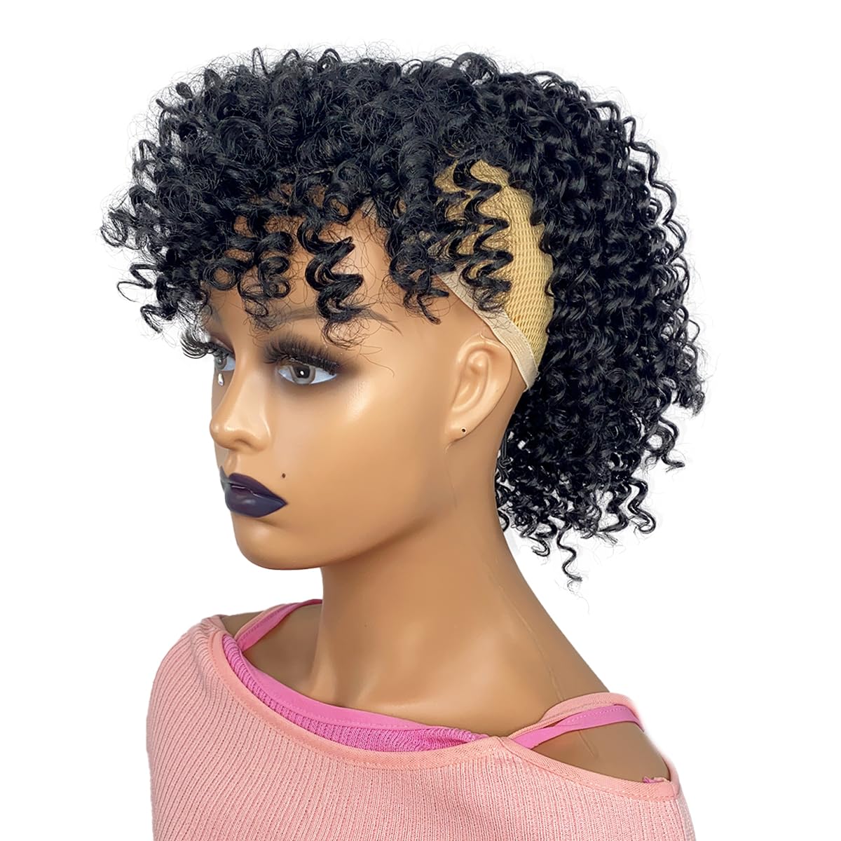Curly Ponytail with Bangs - 12-Inch Short Kinky Curl Hair Piece | Afro Puff Clip-In for Black Women