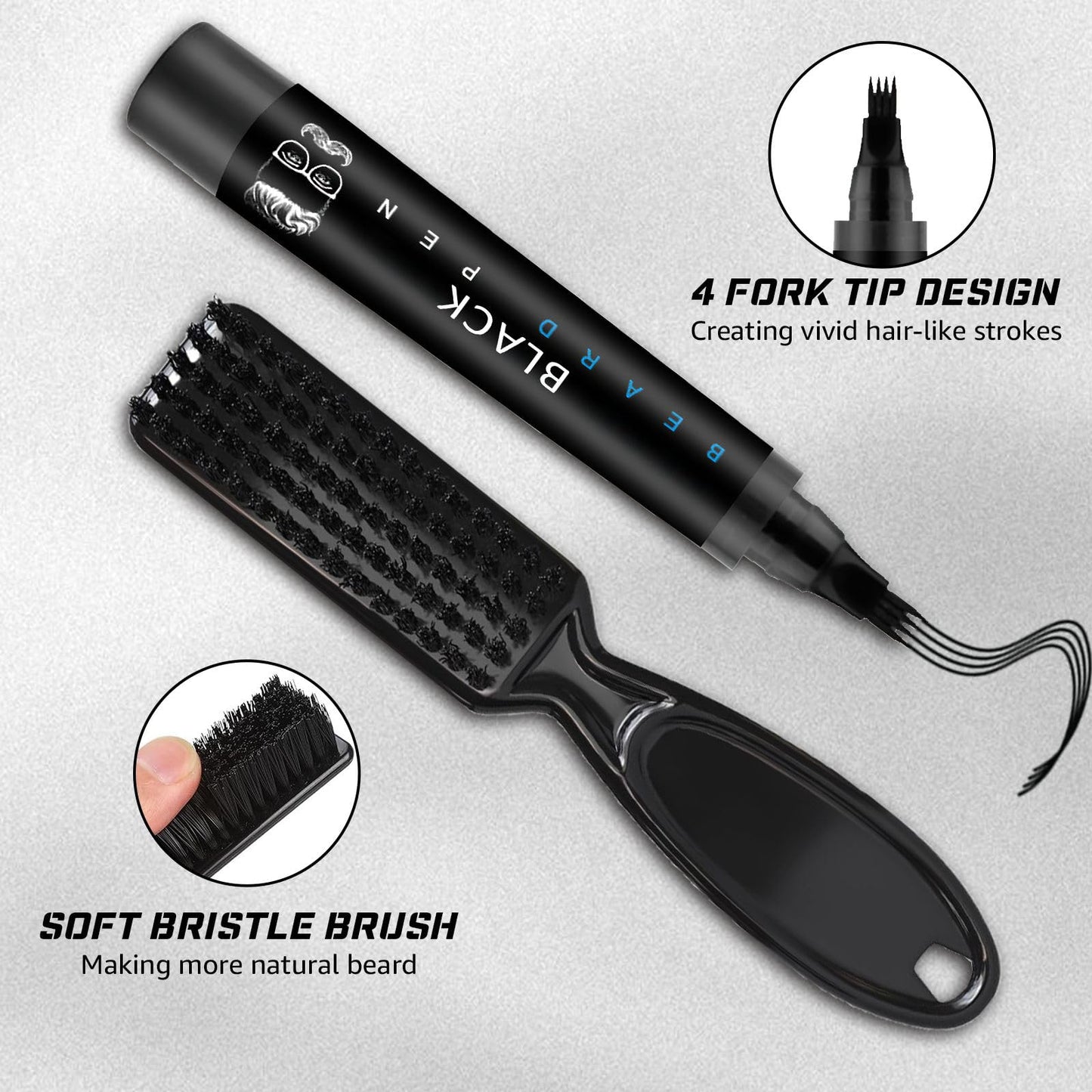 Beard Pen with Brush, Barber Pencil Mens Grooming Kits Creating Voluminous Beard Dad Gifts (Dark Brown)