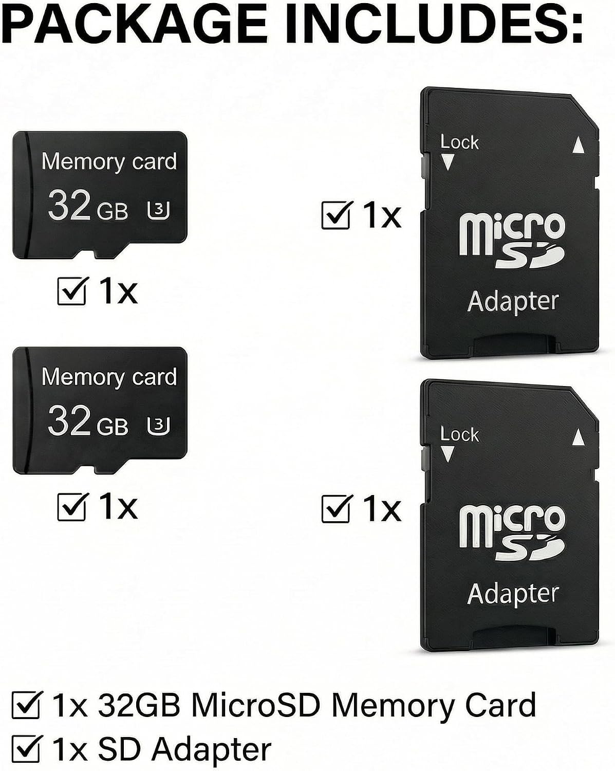 Micro SD Card 1GB Class 10 - High-Speed SDHC Memory Card for Cameras, Dash Cams, MP3s | 2-Pack with Adapter