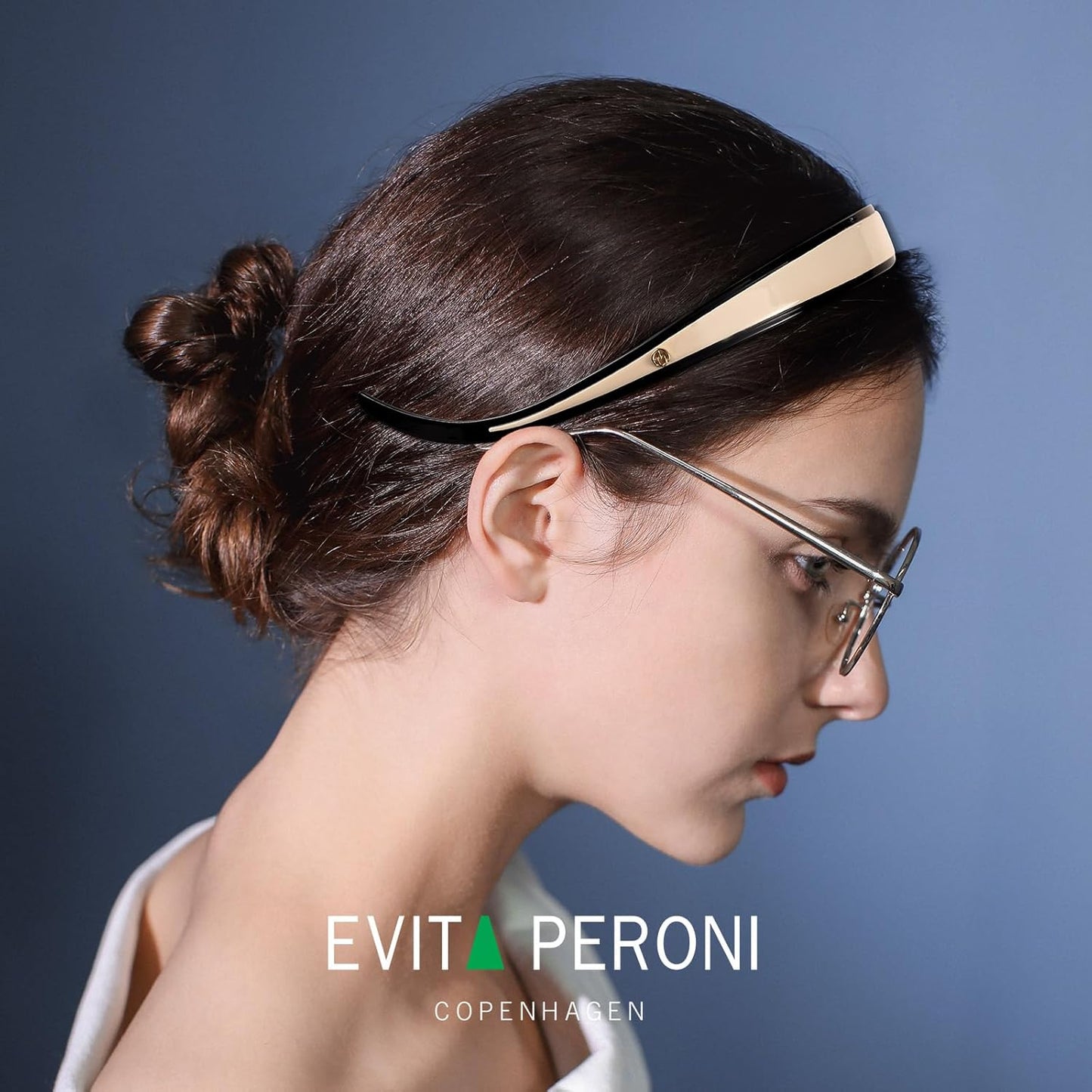 Evita Peroni Headband for Glasses - Stylish Black & Off-White Hair Accessory | Comfortable Non-Slip Design