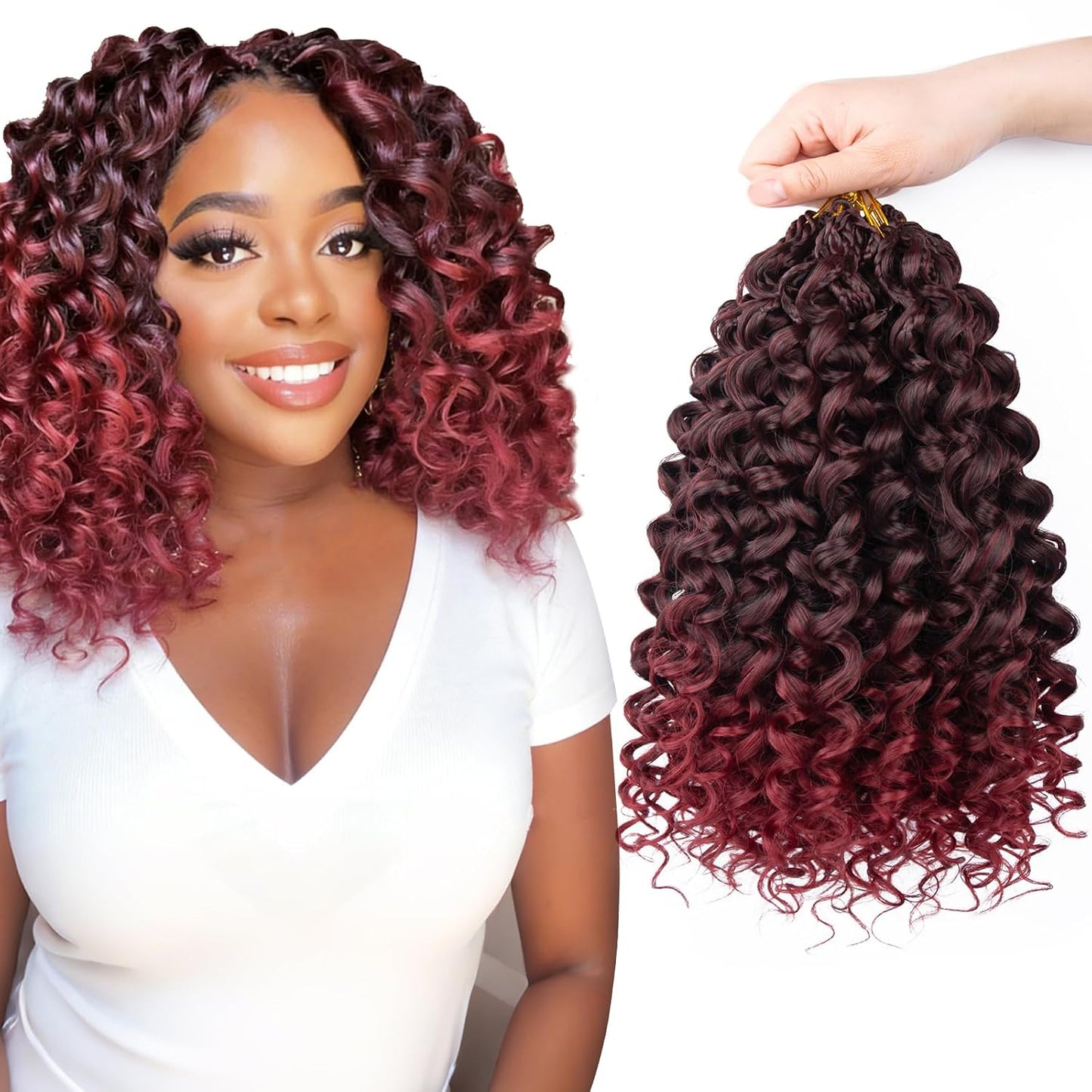 GoGo Curl Crochet Hair - 14 Inch Pre Looped Braids for Black Women | Soft Synthetic Deep Water Wave Extensions
