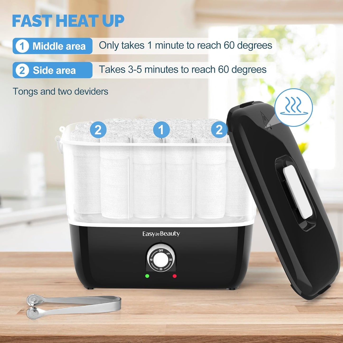 Hot Towel Warmer for Facials - 5L Portable Towel Steamer Holds 16 Towels | Quick Heating in 1-5 Mins