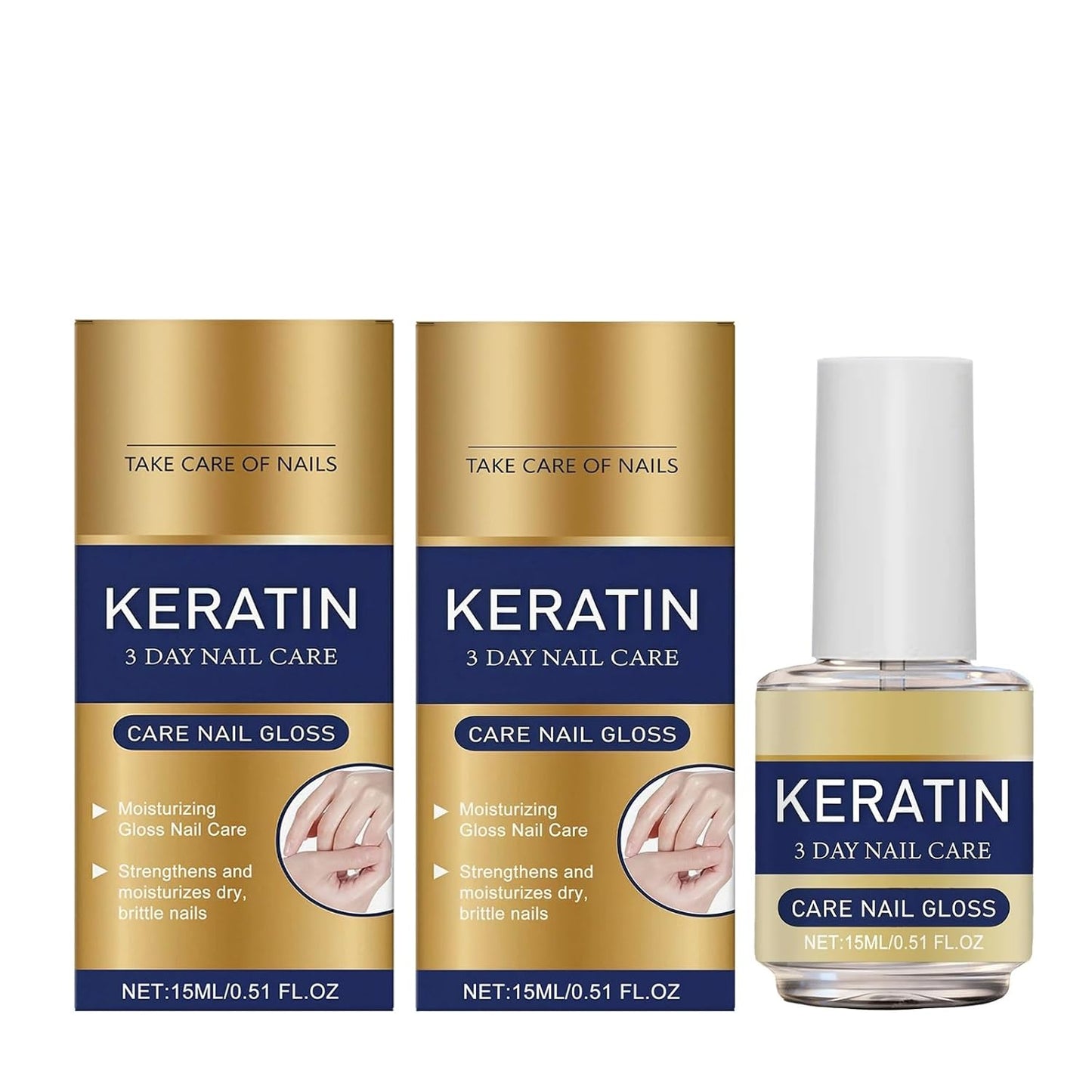 Keratin Nail Polish - Strengthening Treatment for Strong, Shiny Nails | Deep Moisturizing Formula (2 Pcs, 16ml)
