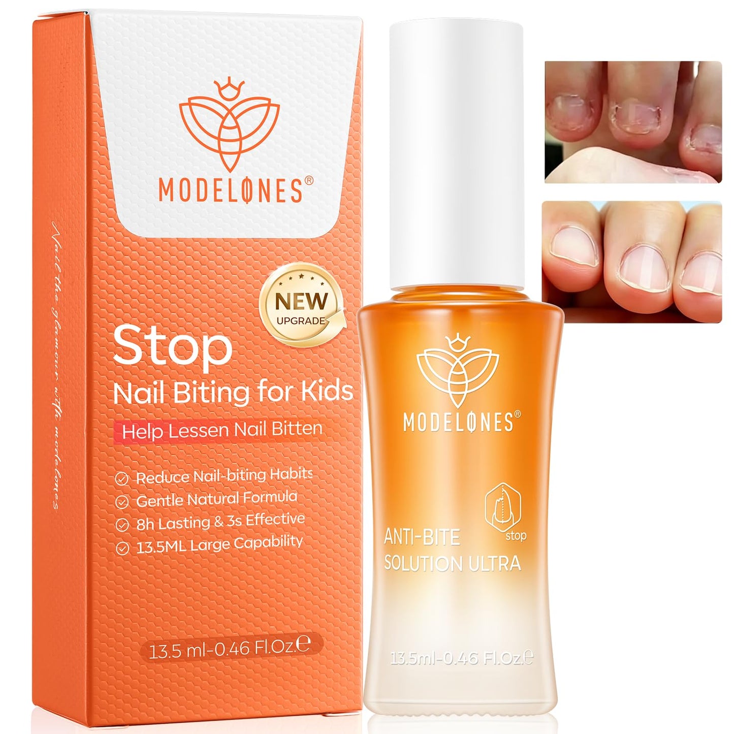Modelones Nail Biting Prevention | Kids' Thumb Sucking Deterrent Bitter Nail Polish - 0.46 fl oz, Safe for Ages 1+
