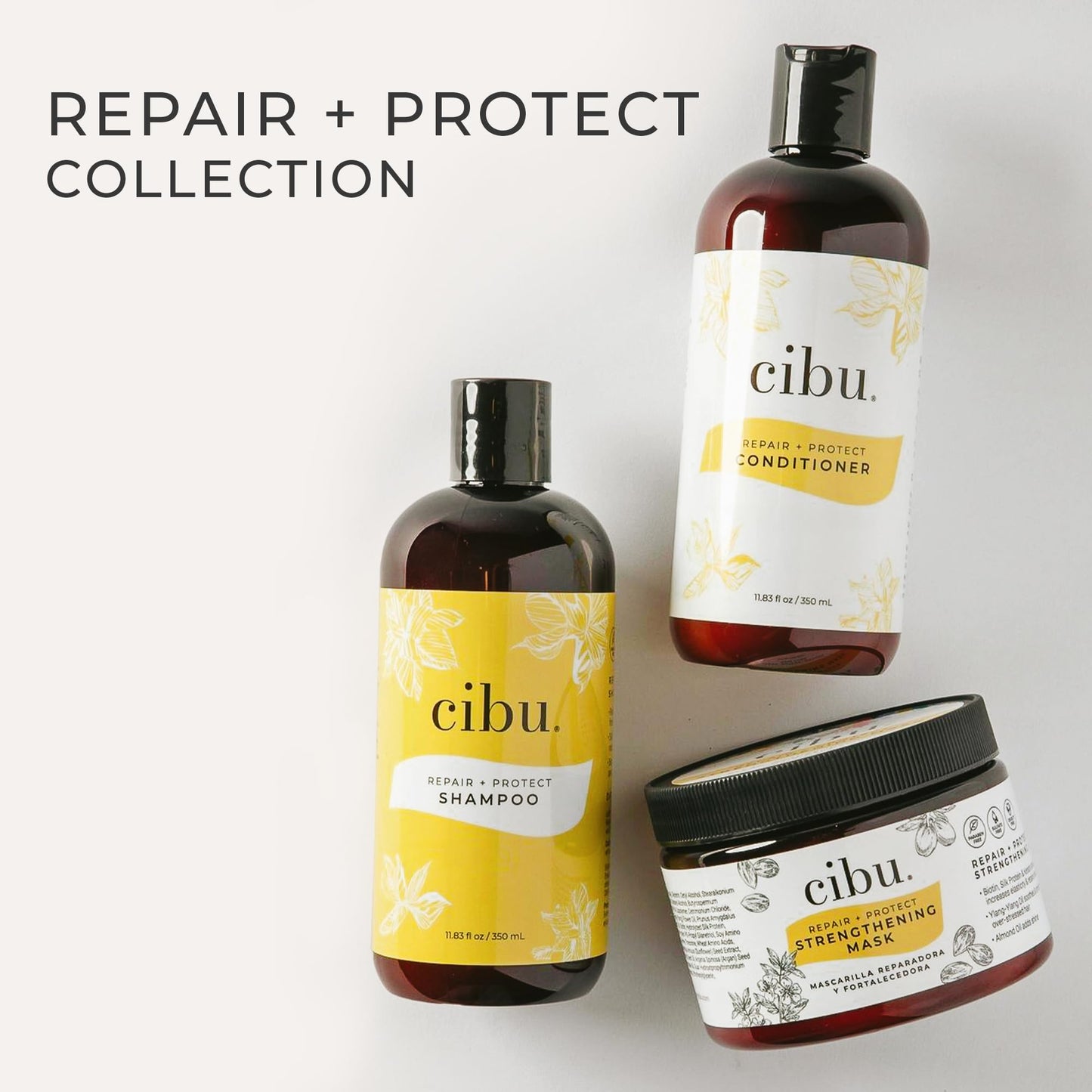 CIBU Repair Strengthening Mask - Hydrating for Damaged Hair - Keratin and Almond Moisture Hair Mask - 12oz