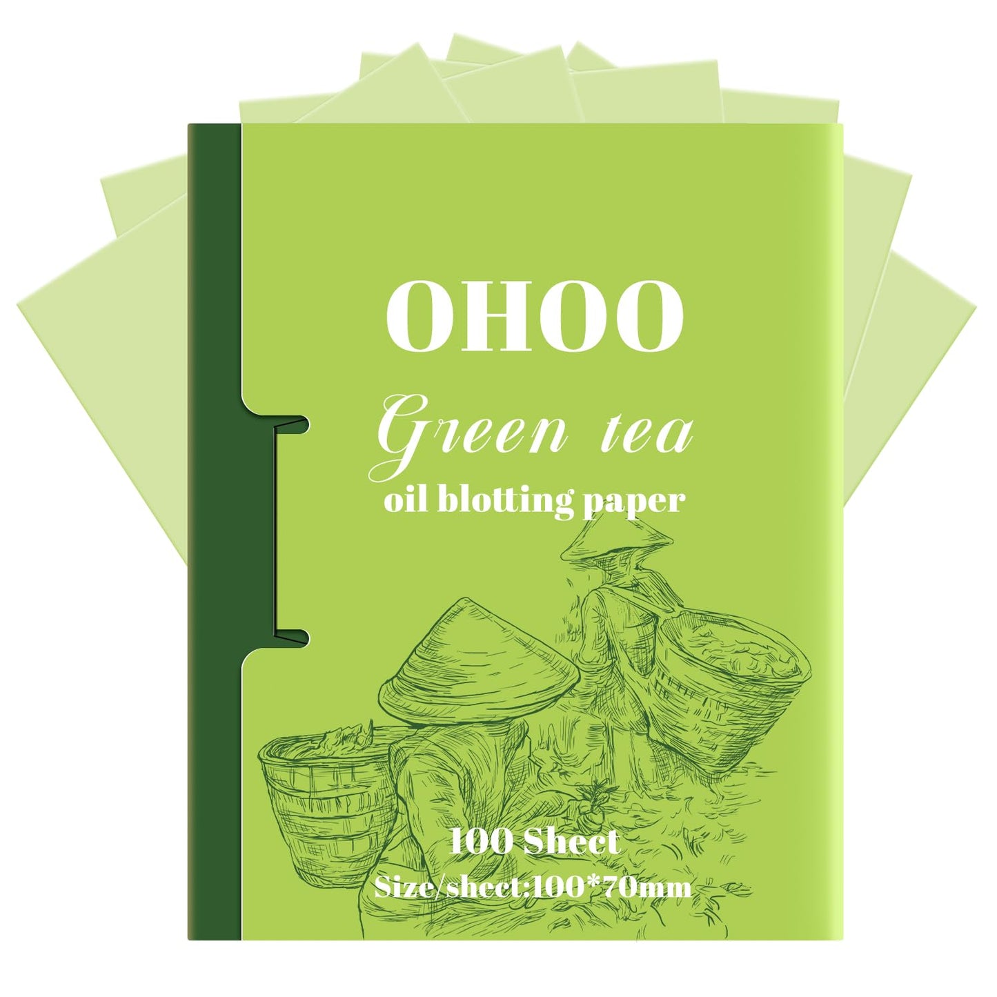 Face Oil Blotting Paper Facial Oil Absorbing Sheets for Oily Skin Face Wipes for Makeup Clean Green Tea 100 Count