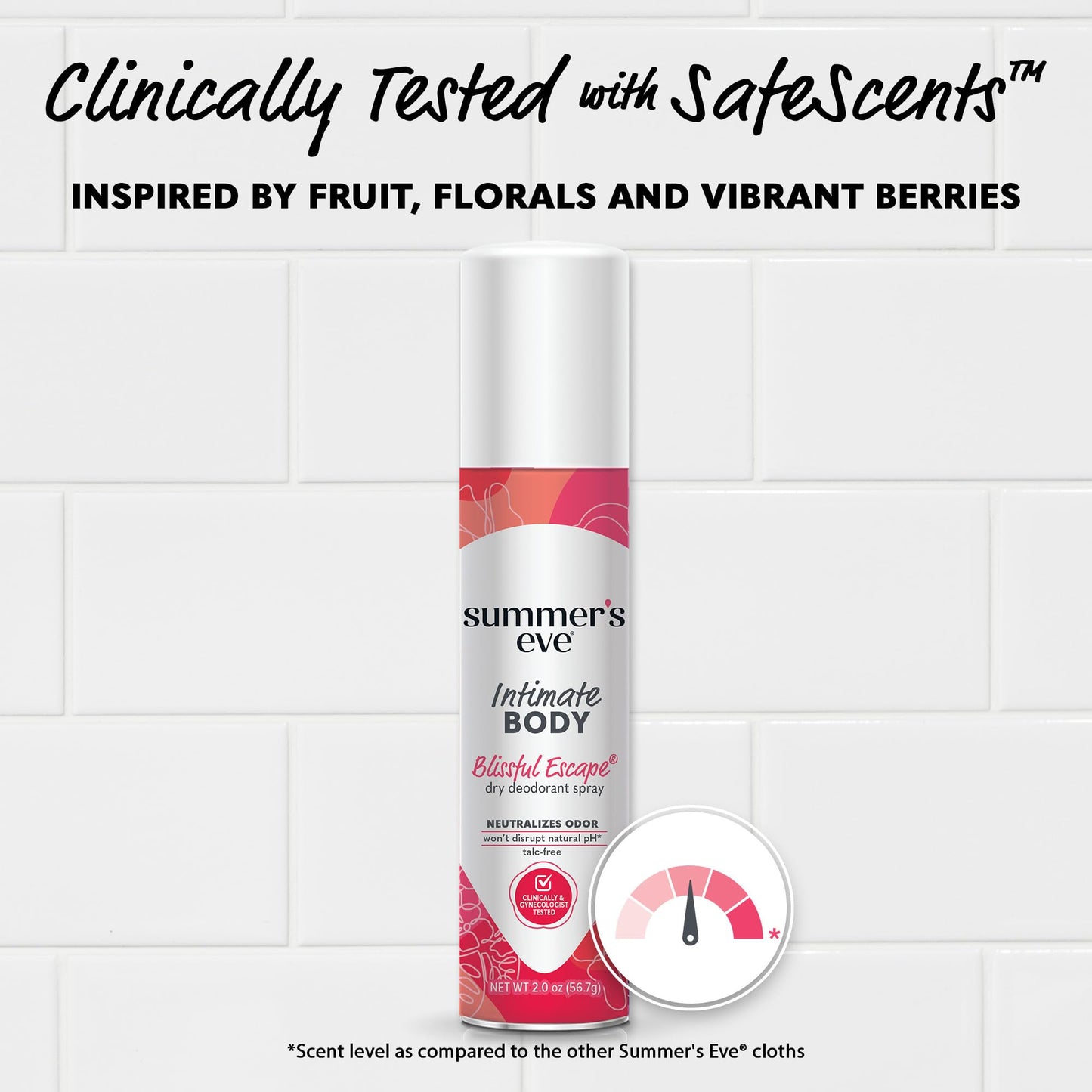 Summer's Eve Daily Refreshing Feminine Spray, Blissful Escape, Daily Body Spray for Women, Feminine Care that Neutralizes & Reduces Body Odor, Gynecologist-Tested, 2 oz
