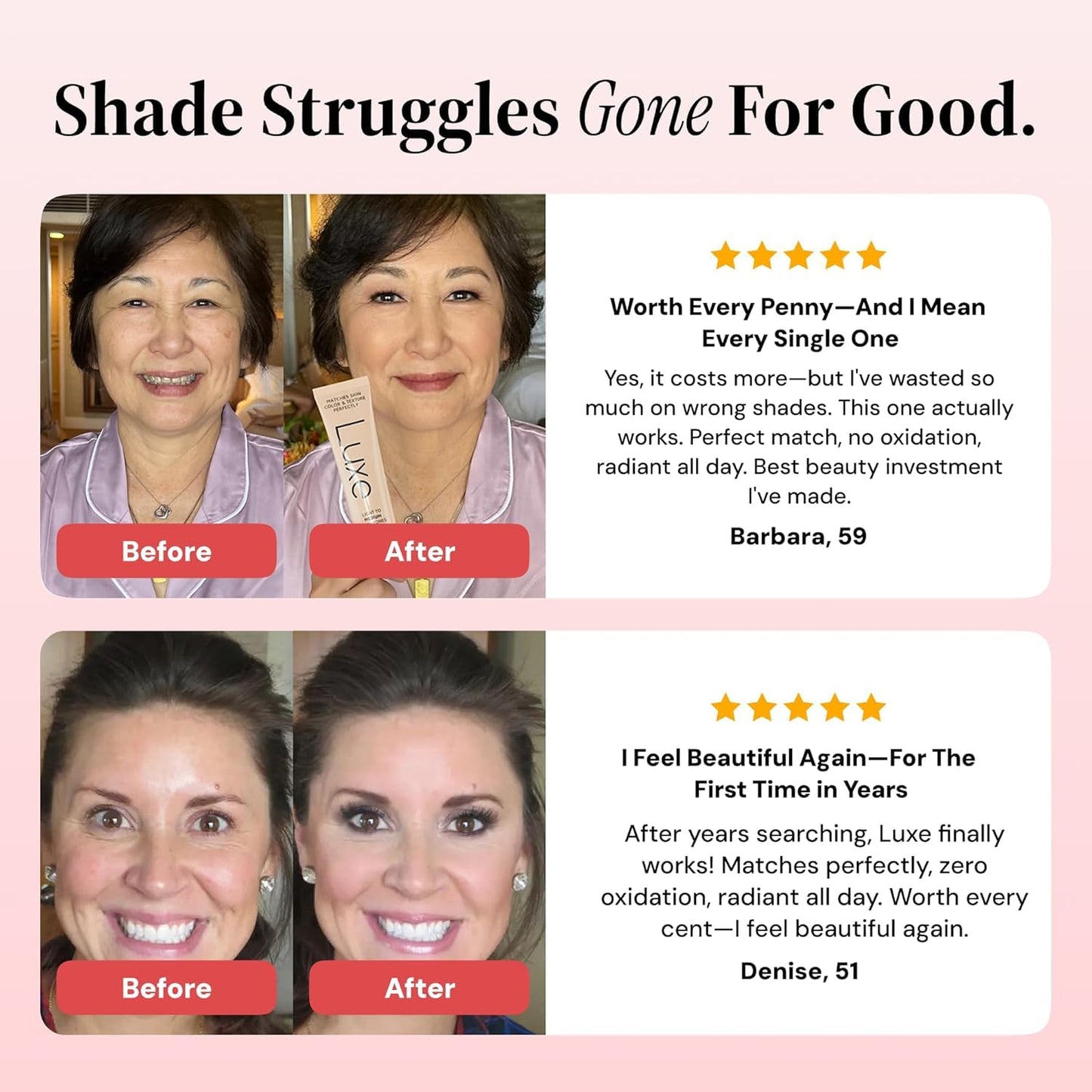 Luxe Color Changing Foundation for Women - Adapts to Skin Tone | Buildable Light-to-Medium Coverage - Dark Shade