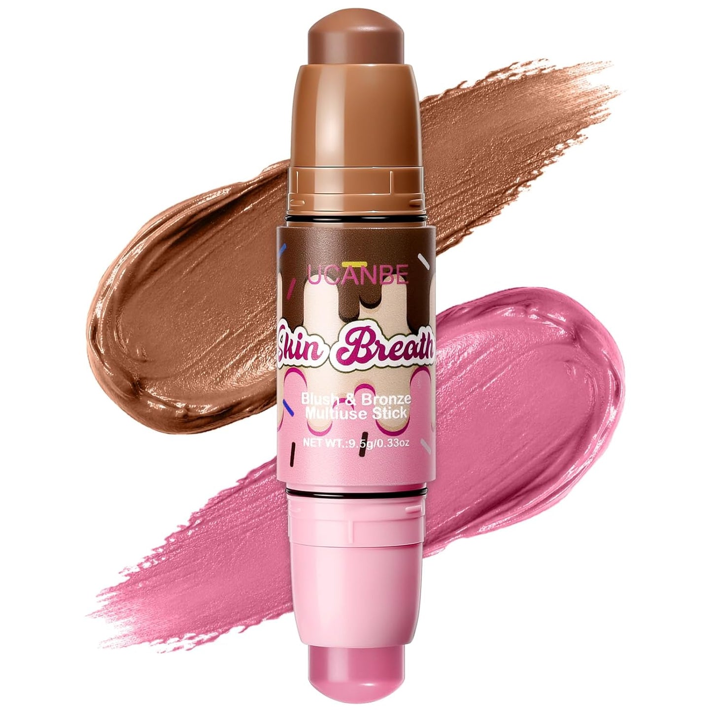 UCANBE Blush & Bronzer Stick - 2-in-1 Cream Makeup for Natural Glow | Travel-Friendly, 04 Blooming Rose
