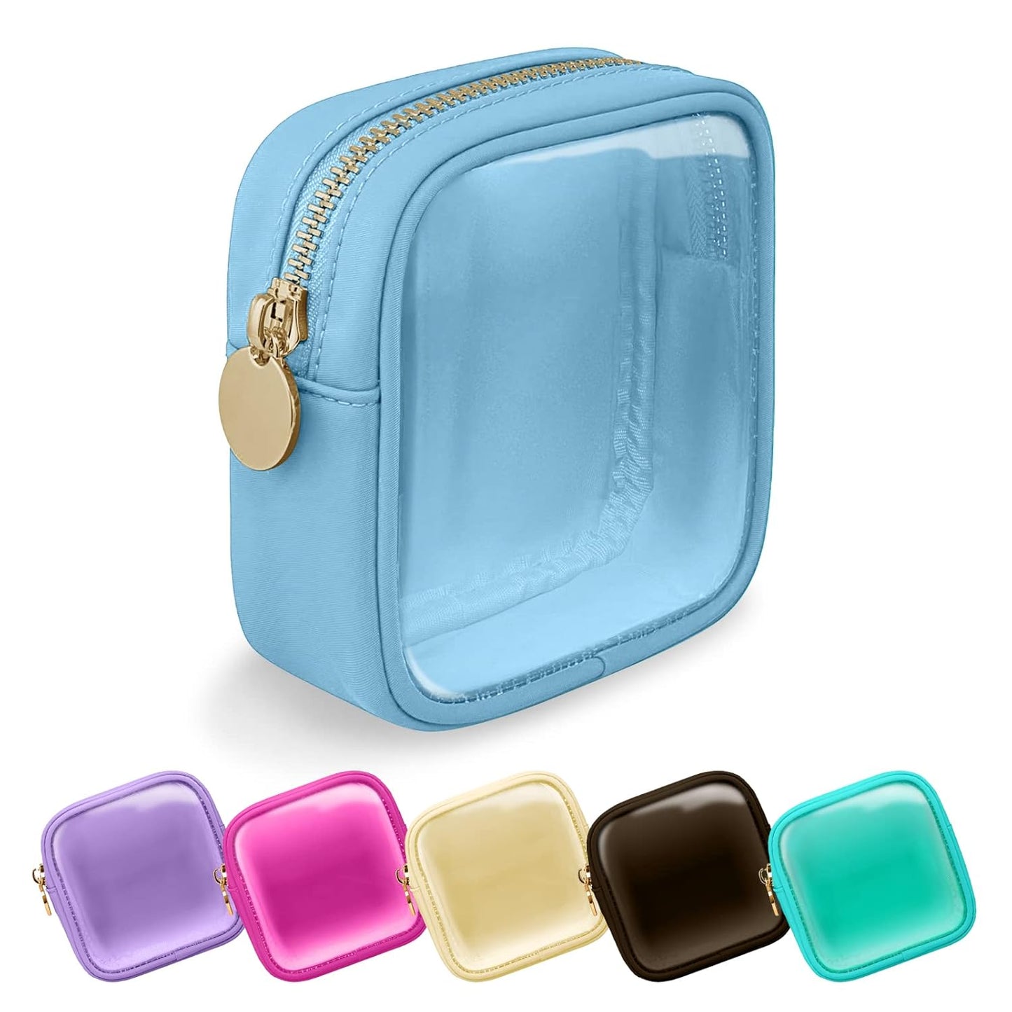 Waterproof Mini Floral Makeup Bag - Nylon Travel Pouch for Women | Cute Zipper Toiletry Organizer (Mini White-Flowers)
