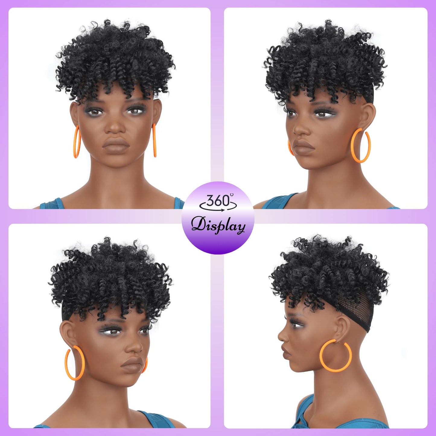VAVANGA Short Afro Kinky Curly Hair Topper for Women