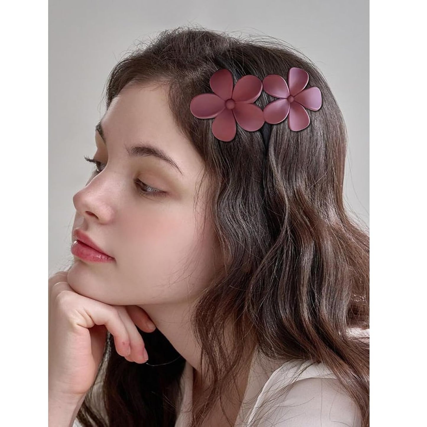 Flower Hair Clips - 6 Pcs Matte French Barrettes | Non-Slip Elegant Hair Accessories for All Hair Types