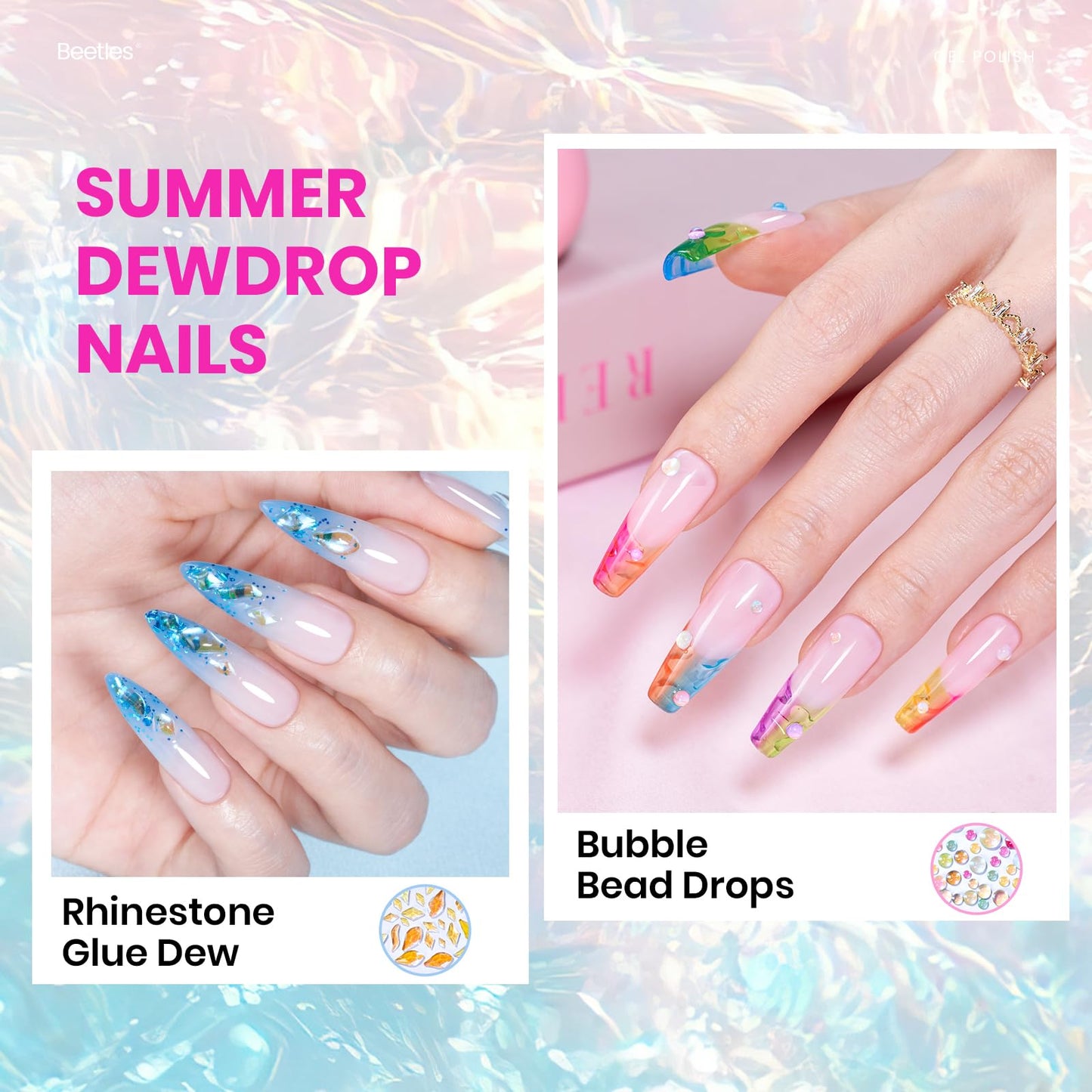 Beetles Jelly Gel Nail Polish Set - 20 Colors Summer Neon Rainbow Pink Yellow Purple Glitter Gel, Soak Off UV LED Gel Nail Kit with Base Matte Top Coat DIY Nail Art Gift for Women