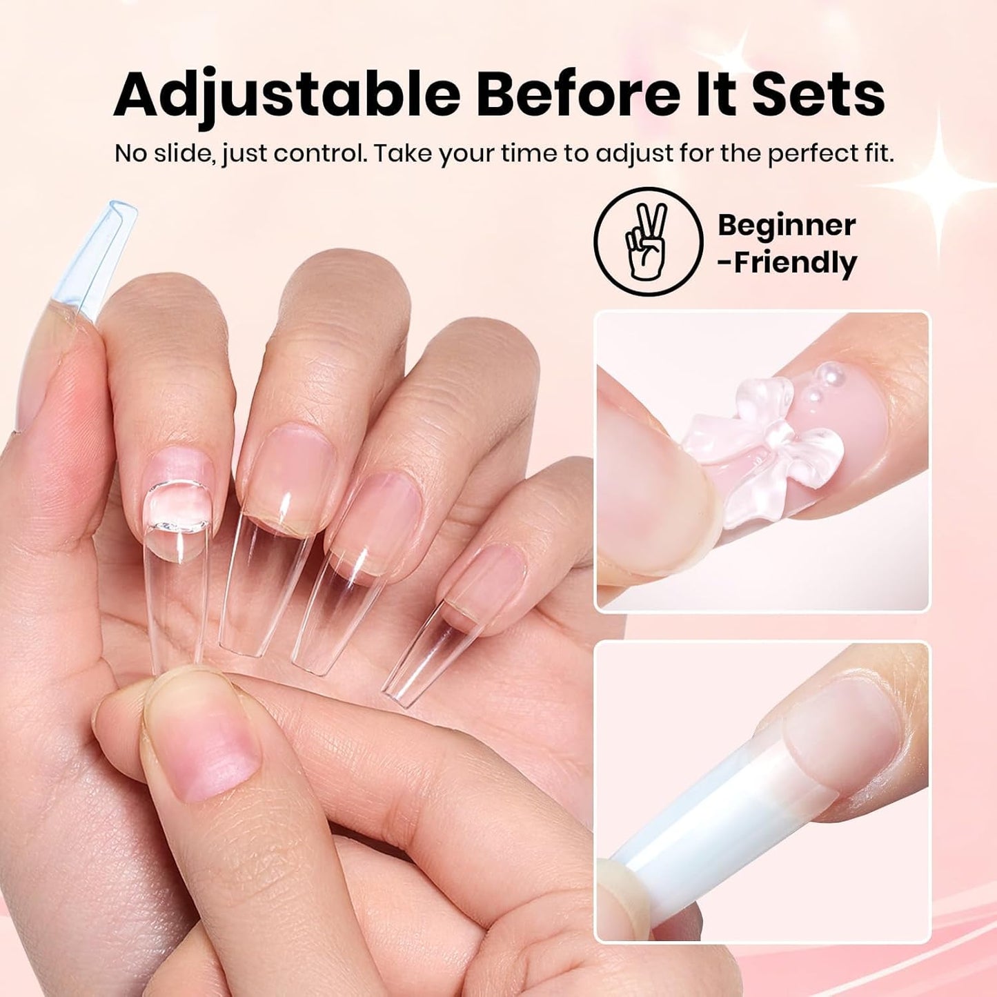 Beetles Super Strong Nail Glue - Quick Drying, No UV Light Needed | 2Pcs 10g for Press-On & Acrylic Nails