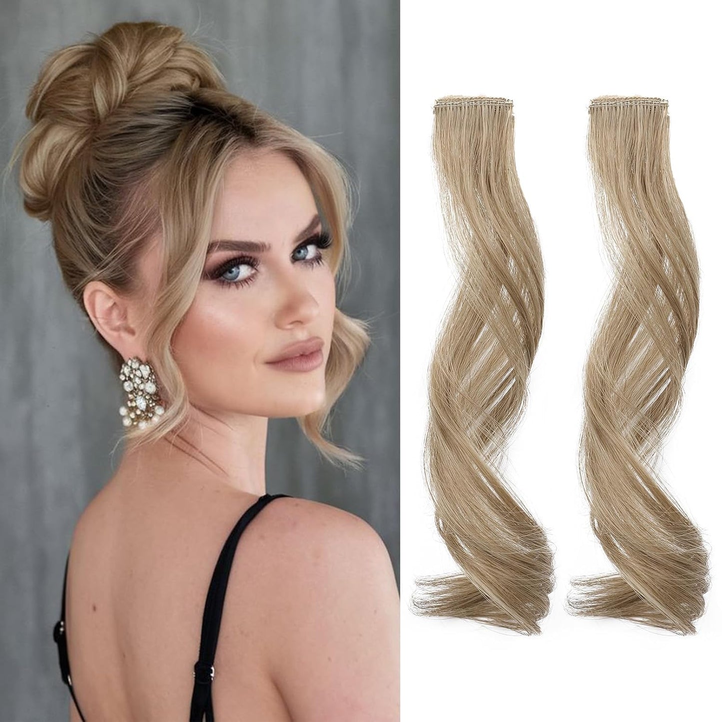 Long Side Air Bangs - Wavy Curly Clip-In Curtain Bangs for Women | 12 Inch Face-Framing Highlights in Grey/Brown/Silver/White