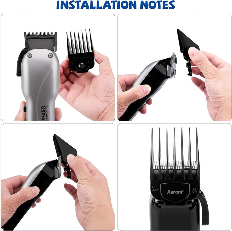 Anrom Magnetic Clipper Guards 10PCS for And-is Master Hair Clipper MBA, MBX, MC-2, ML、MA-1, RACA, PM-1, PM-2, PM-3, PM-4, PM-5, PM-famil, US-1 lengths, from 1/16" to 1" (Gold)