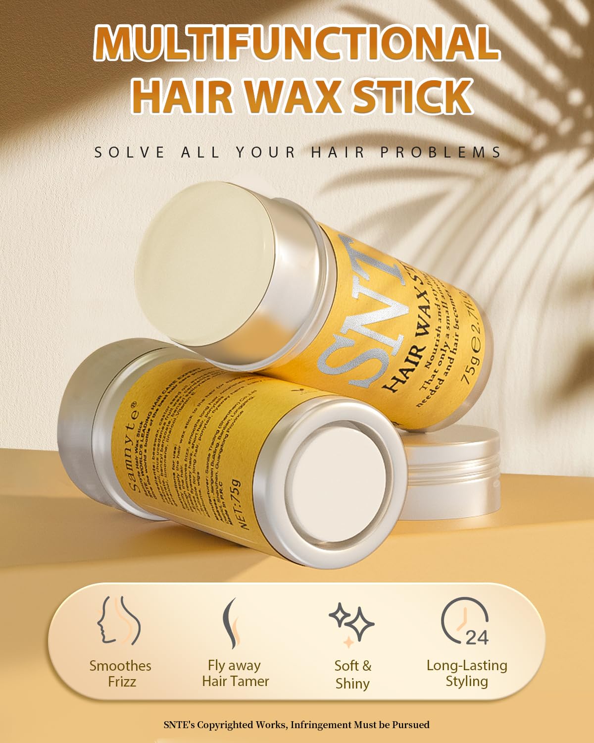 Hair Wax Stick - Non-Greasy Styling Cream for Flyaways & Frizz | 2PCS Hair Slick Stick