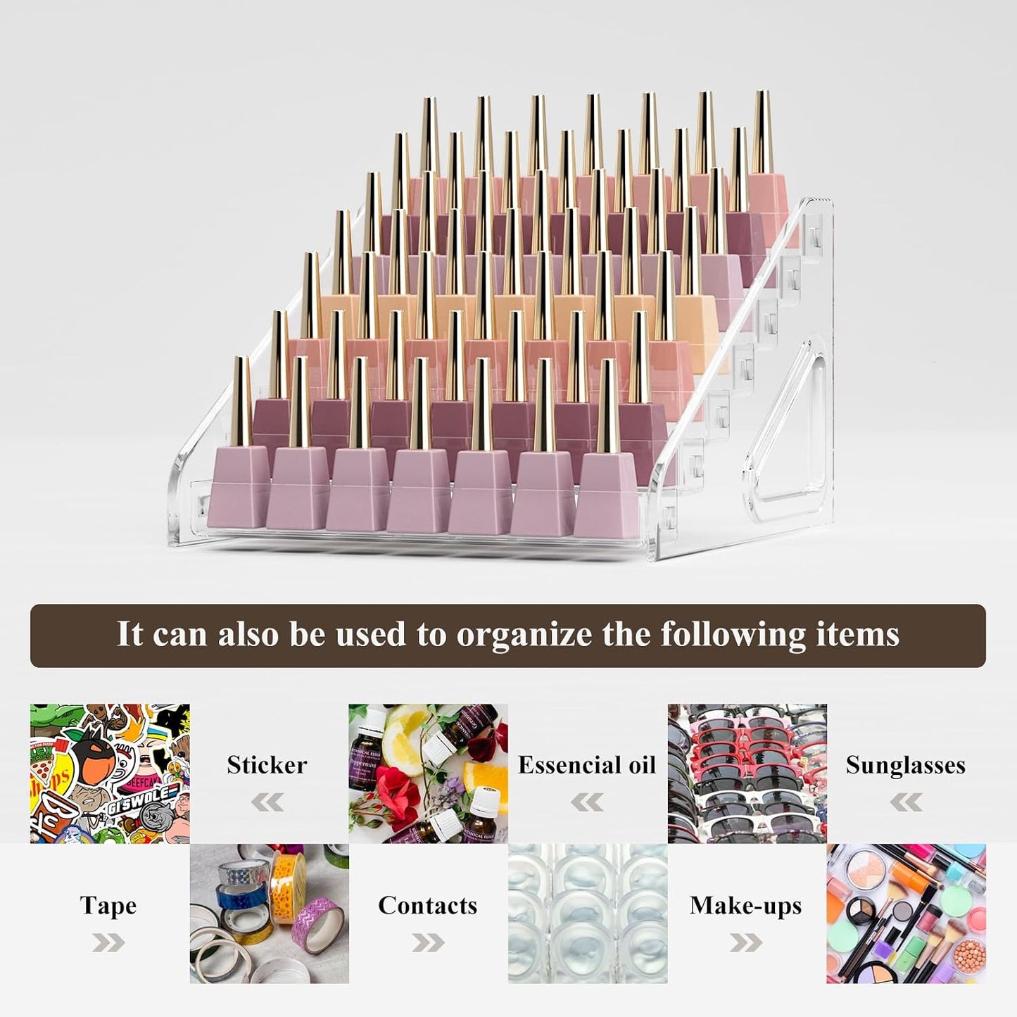 Acrylic Nail Polish Organizer Rack - 7 Tier Clear Display Stand for Makeup, Sunglasses & Essential Oils | Transparent