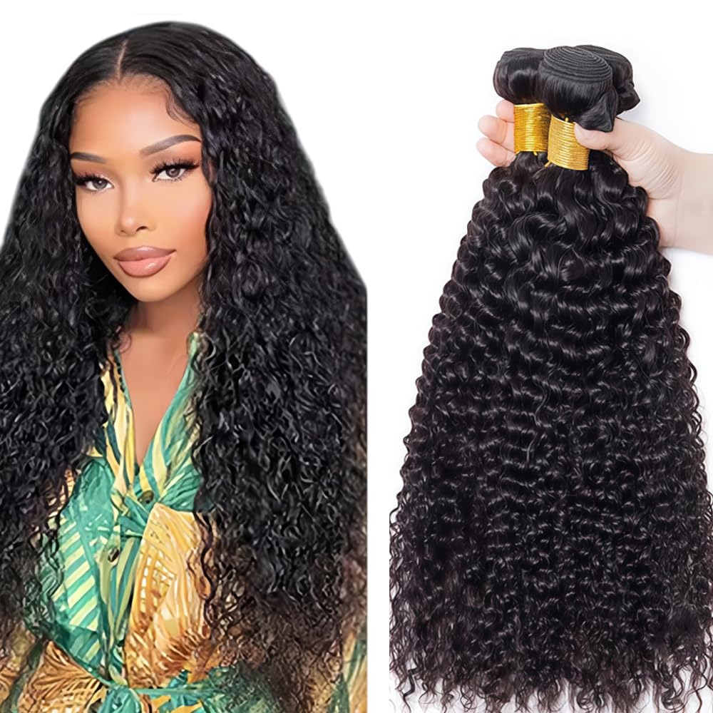 26 28 30 Inch Water Wave Human Hair Bundles Water Wave Bundles Human Hair Natural Black Color 1B Bundle Unprocessed Virgin Wet And Wavy Bundle 150g