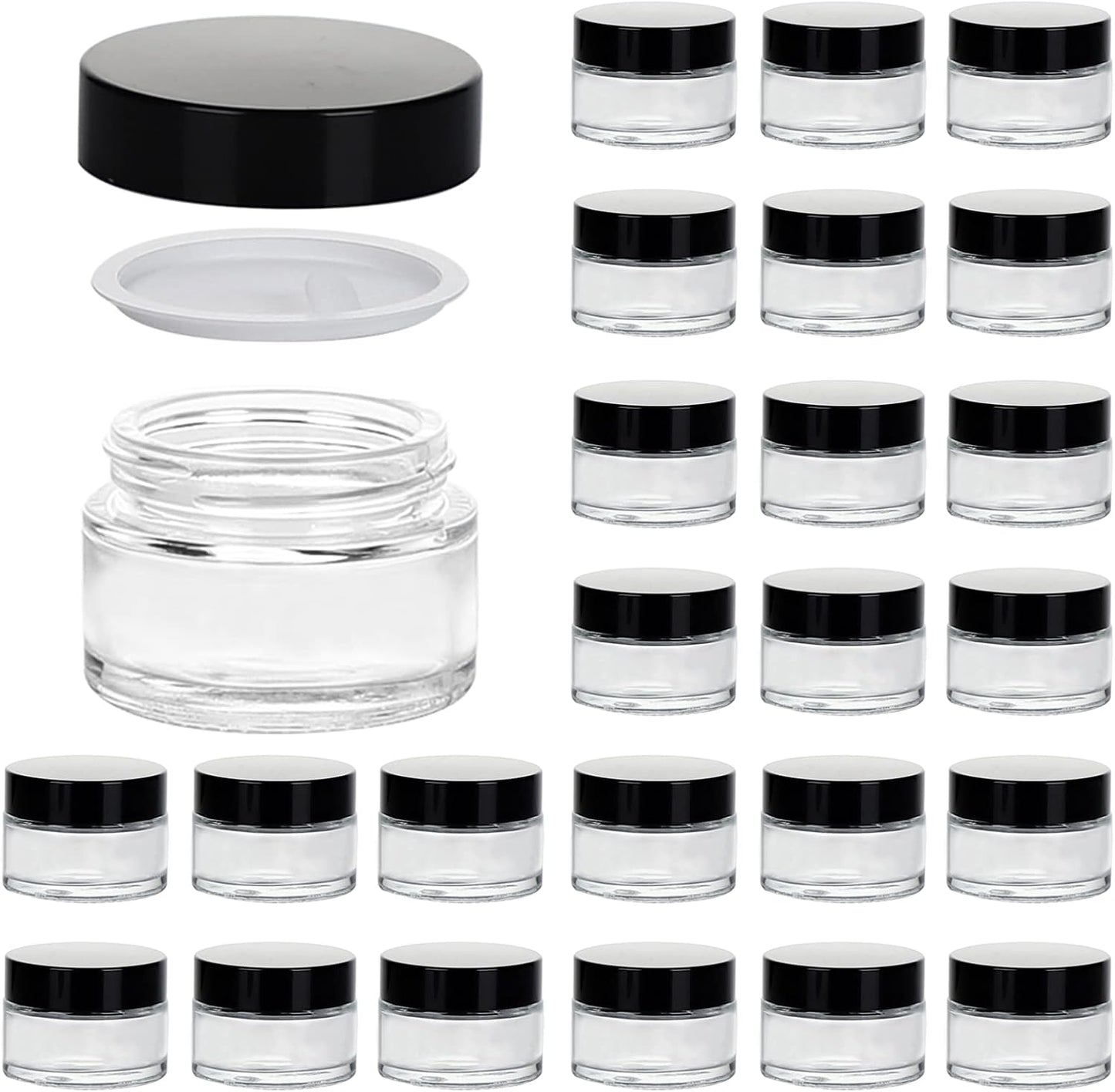 Amber Glass Jars - 25 Pack Round Cosmetic Containers with Lids | Travel Size for Scrubs, Lotions, and Bath Salts