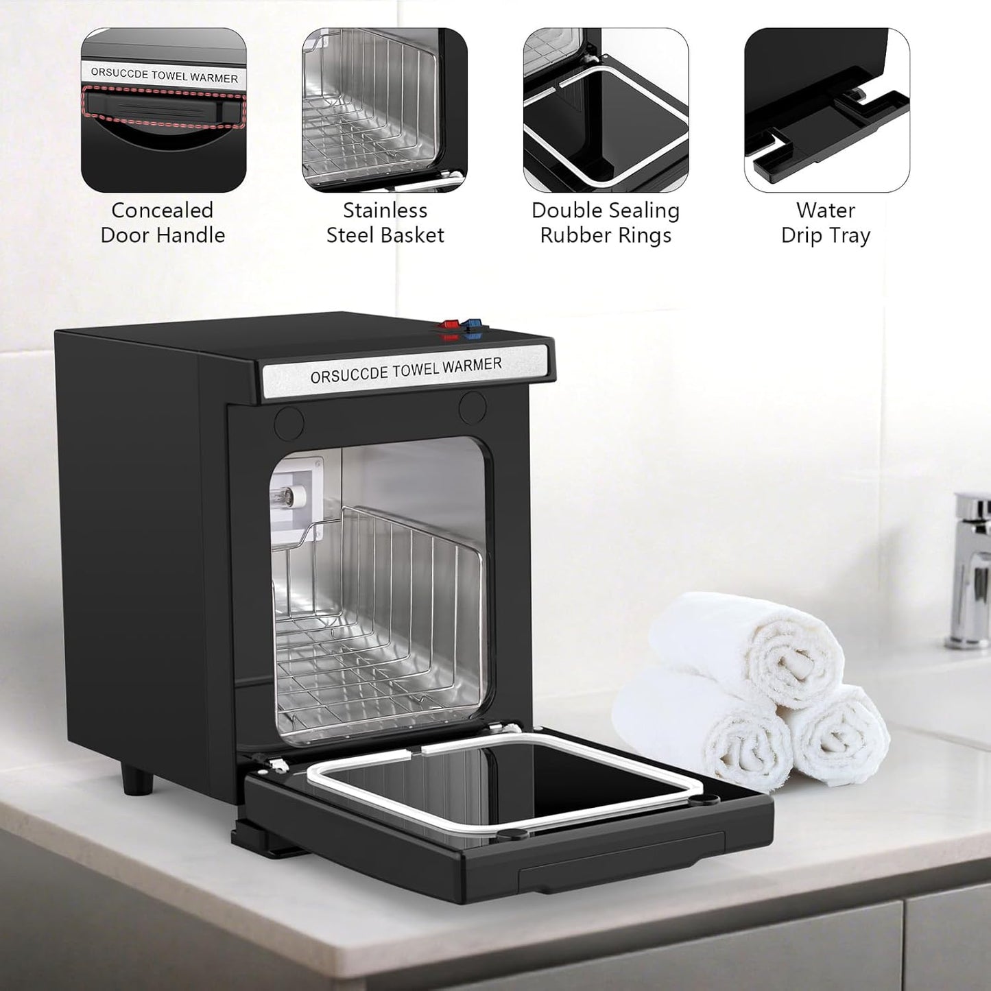 Towel Warmer - Professional Mini Towel Heater for Spa & Salon | 5L Black Cabinet