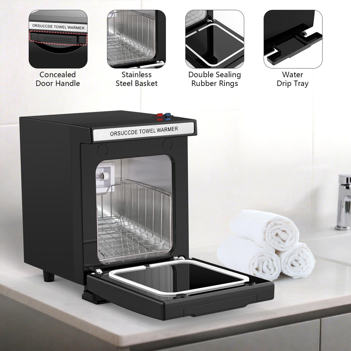 ORSUCCDE Hot Towel Warmer for Spa, Small Towel Warmer for Esthetician, Mini Towel Warmer for Facial Salon Beauty, Professional Towel Heater Towel Warmer Cabinet(5L-Black)