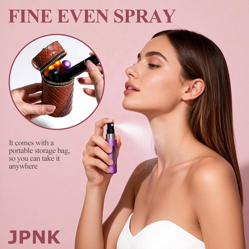 Mini Refillable Perfume Atomizer Bottles - 24 Pcs Travel Size Spray 5ml with Carrying Bag