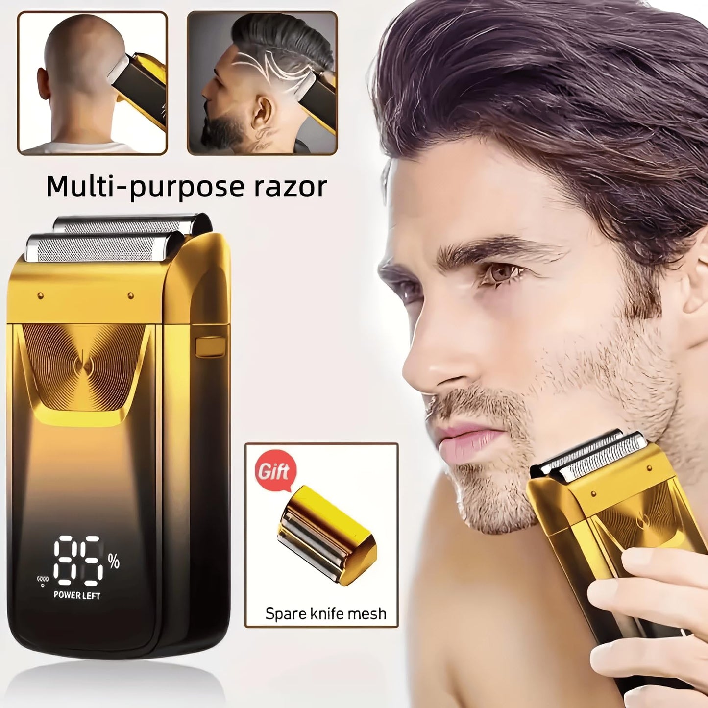 Electric Foil Shaver for Men,Wet Dry Mens Barber Shaver & Trimmer 2 in 1,Professional USB Cordless Rechargeable Razor for Men,LCD Display,Twin Titanium Blades System,Best Gift to Father