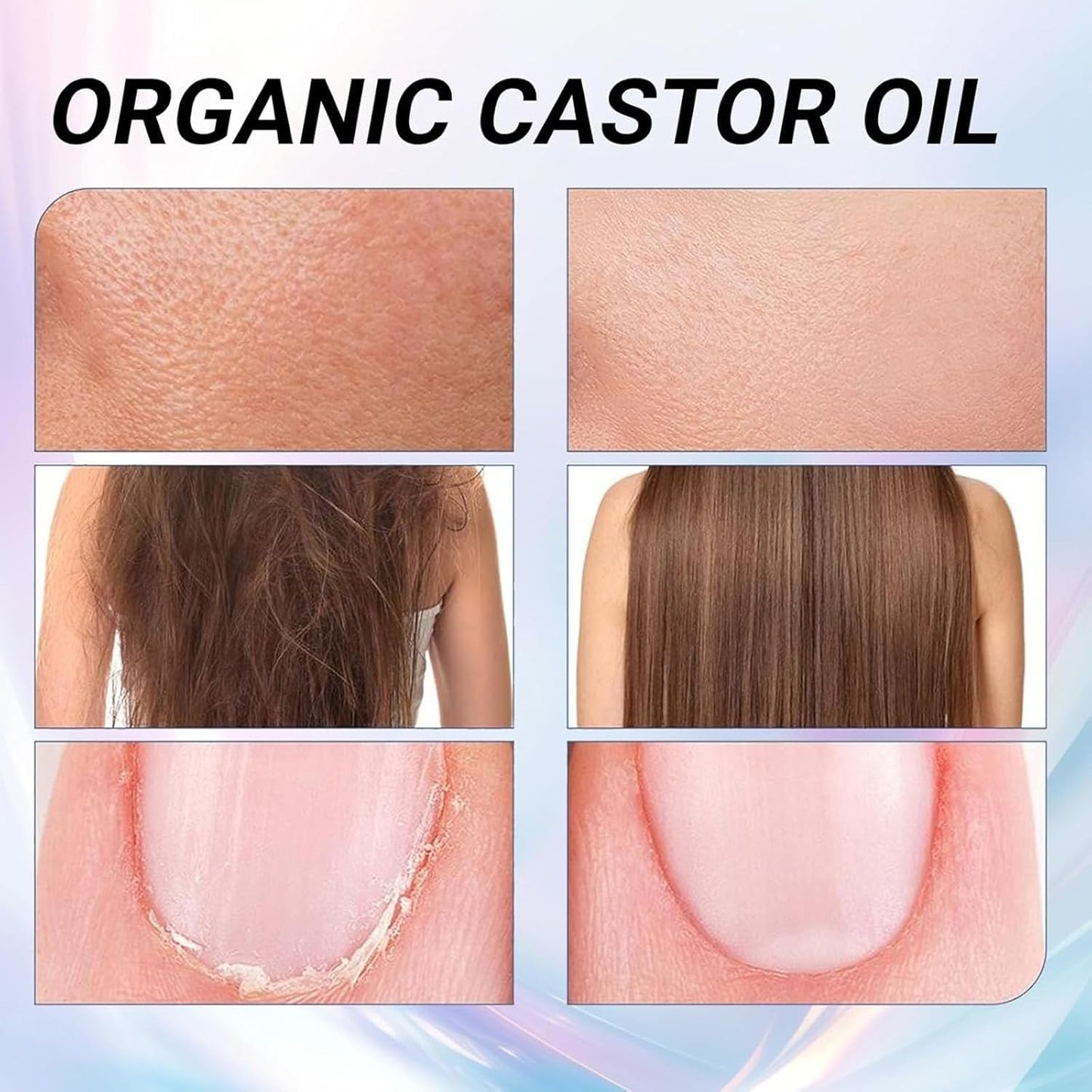 Organic Castor Oil with Rose Quartz Roller - 100% Cold Pressed, Hexane-Free | 1.7oz Amber Glass Bottle