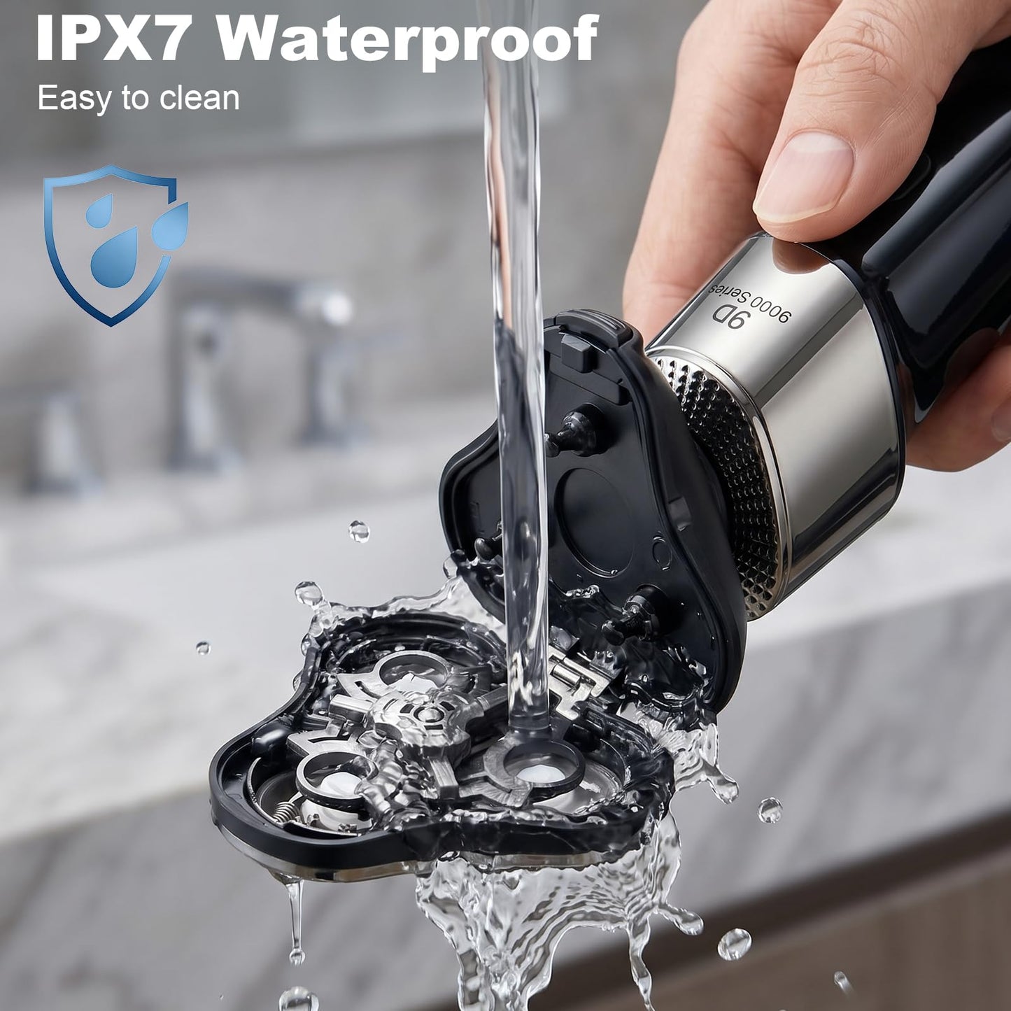 5-en-1 Electric Razor for Men, 9999 RPM High-Speed Electric Shaver with LED Display, 1H Fast Charging, IPX7 Waterproof Razor with Nose Hair Trimmer, Facial Cleansing Brush