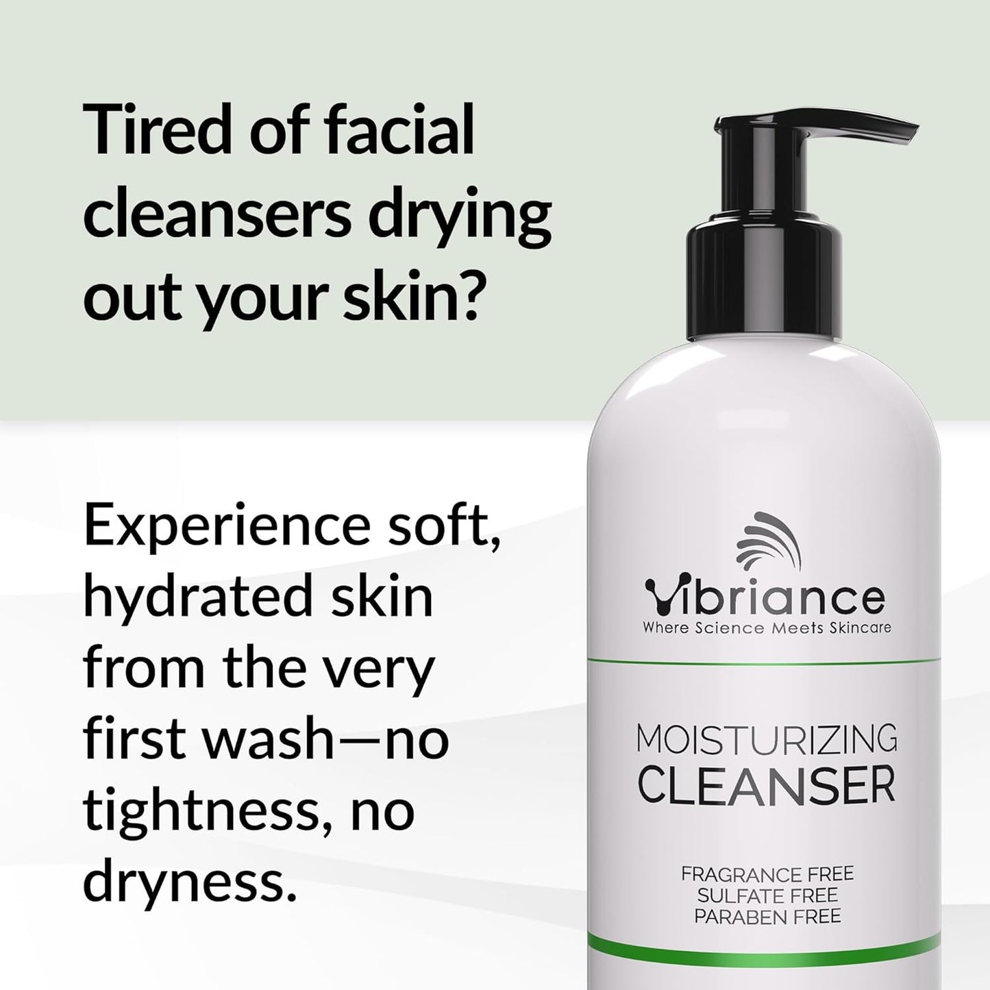Vibriance Moisturizing Cleanser - Oil-to-Foam Face Wash with Niacinamide & Shea Butter for Mature Skin | 12 fl oz