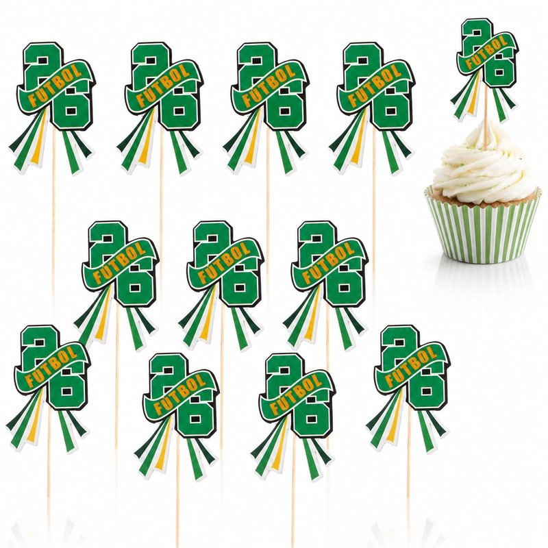 Housoutil 2026 Soccer Cupcake Topper, 60PCS Football Cupcake Picks for 2026 USA Canada Mexico Football Matches Game, Sports Party Decorations Set for Birthday Party Sports Game Food Appetizer