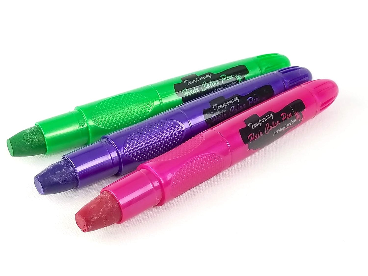 Temporary Hair Color Pens - 16 Vibrant Colors + 6 Glitter Shades | Creaseless Hair Ties Included