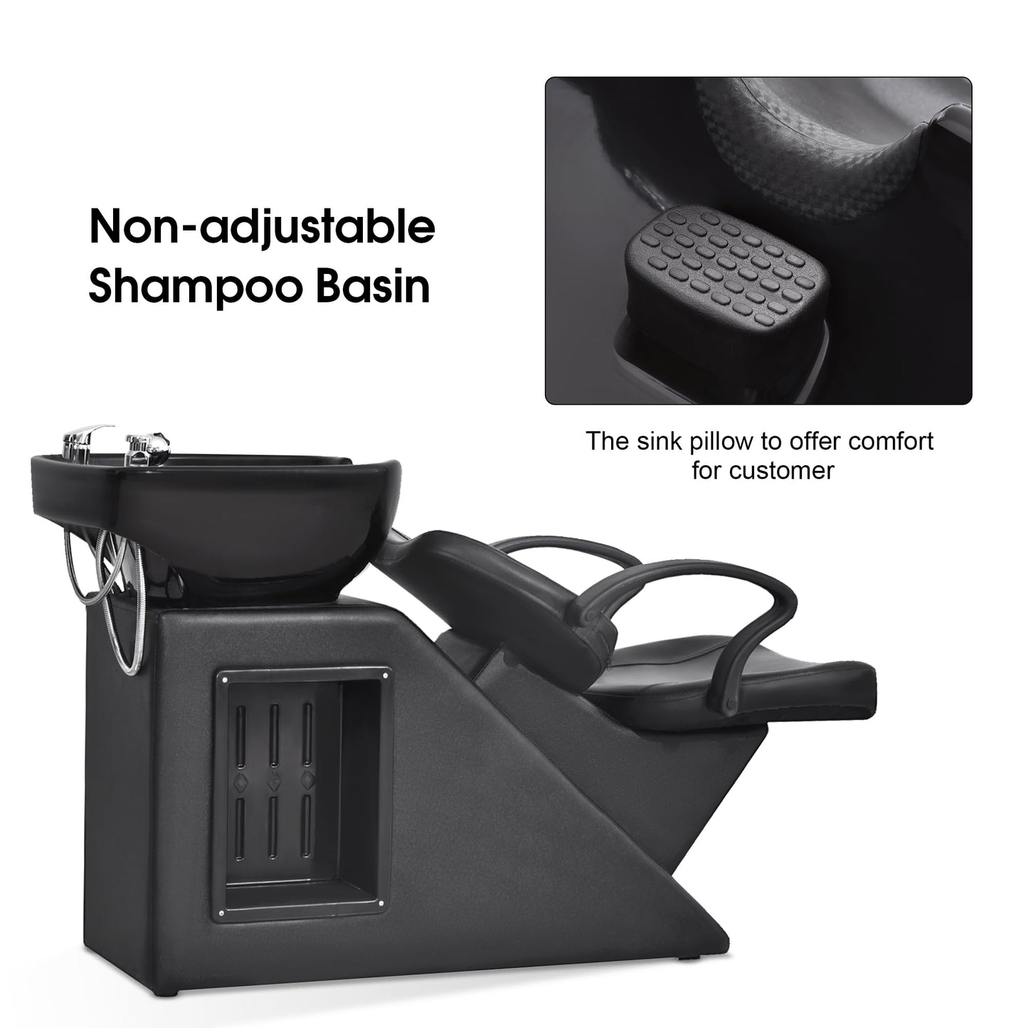 BarberPub Ceramic Bowl Shampoo Chair and Bowl Set, Backwash Shampoo Station Chair for Beauty Salon Spa, Home Salon, Barbershop 9020