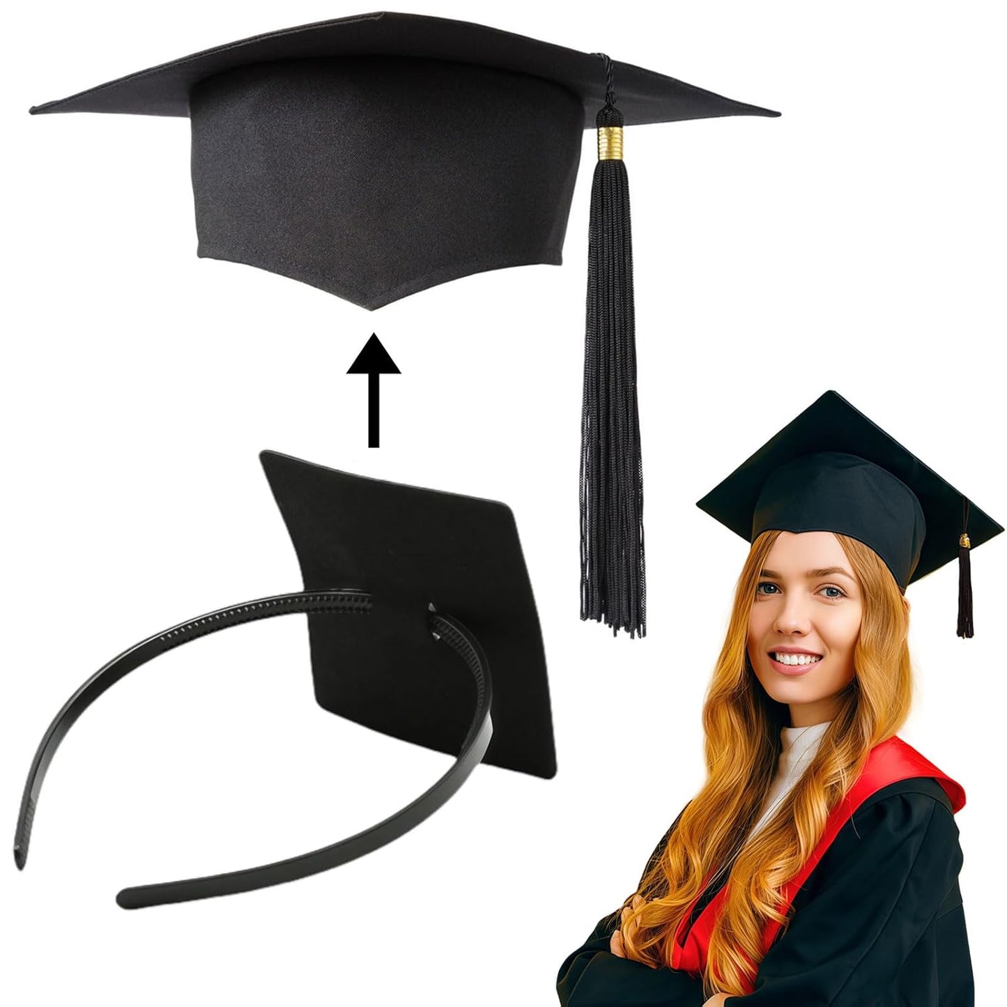 Graduation Cap Headband Insert - Adjustable Anti-Fall Hairband for Secure Hairstyle | Upgraded Design