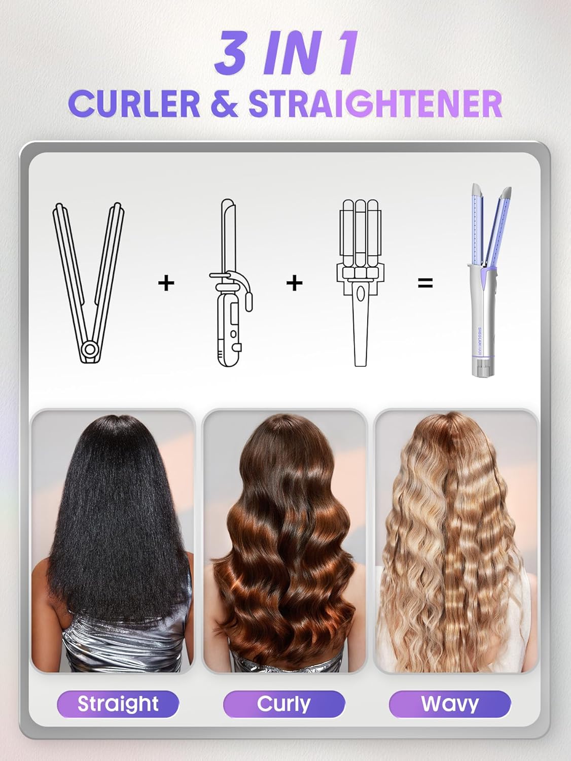 Manual Airflow Styler Curling Iron - 2 in 1 Hair Straightener & Curler with Anti-Scald Technology | 1 Inch, 360° Cool Air Lock